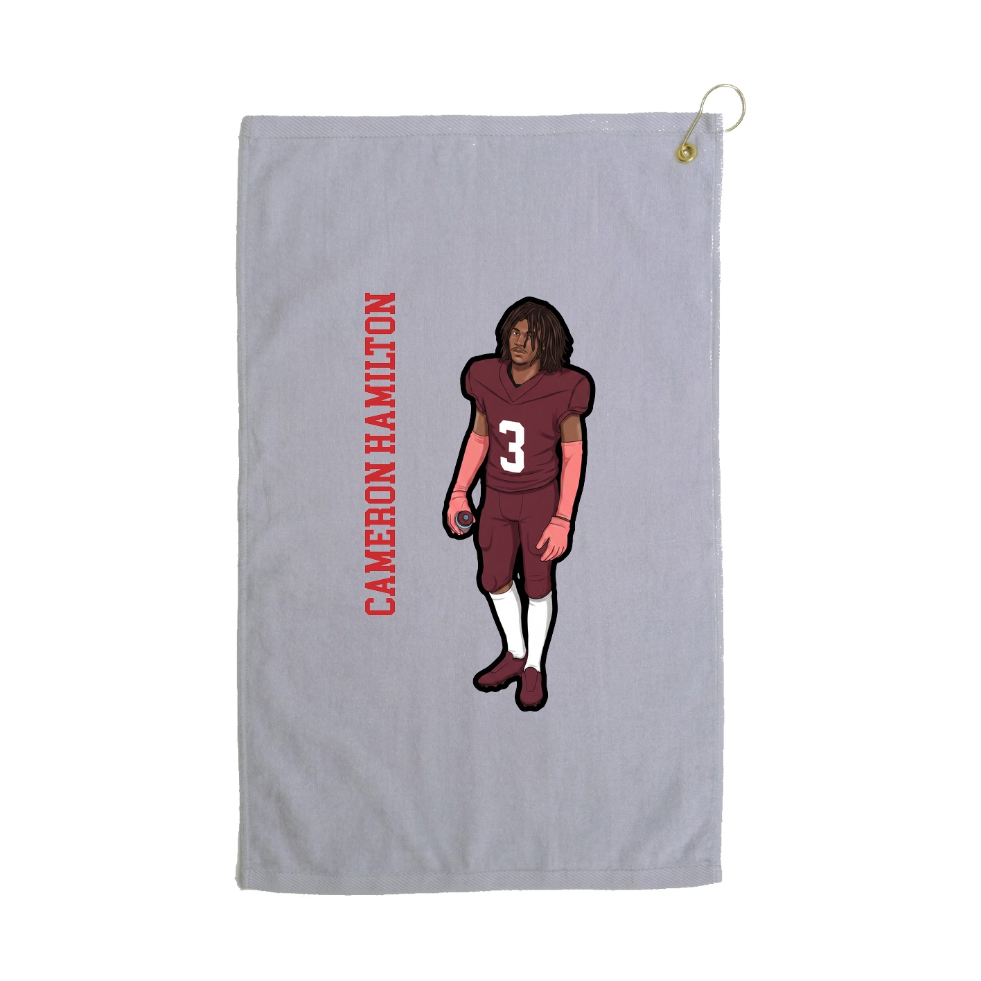 Golf Towel — Name Vertical in Grey