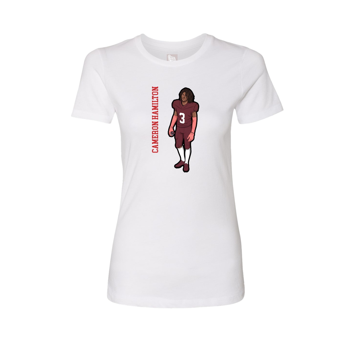 Fitted Women's Tee — Name Vertical in White