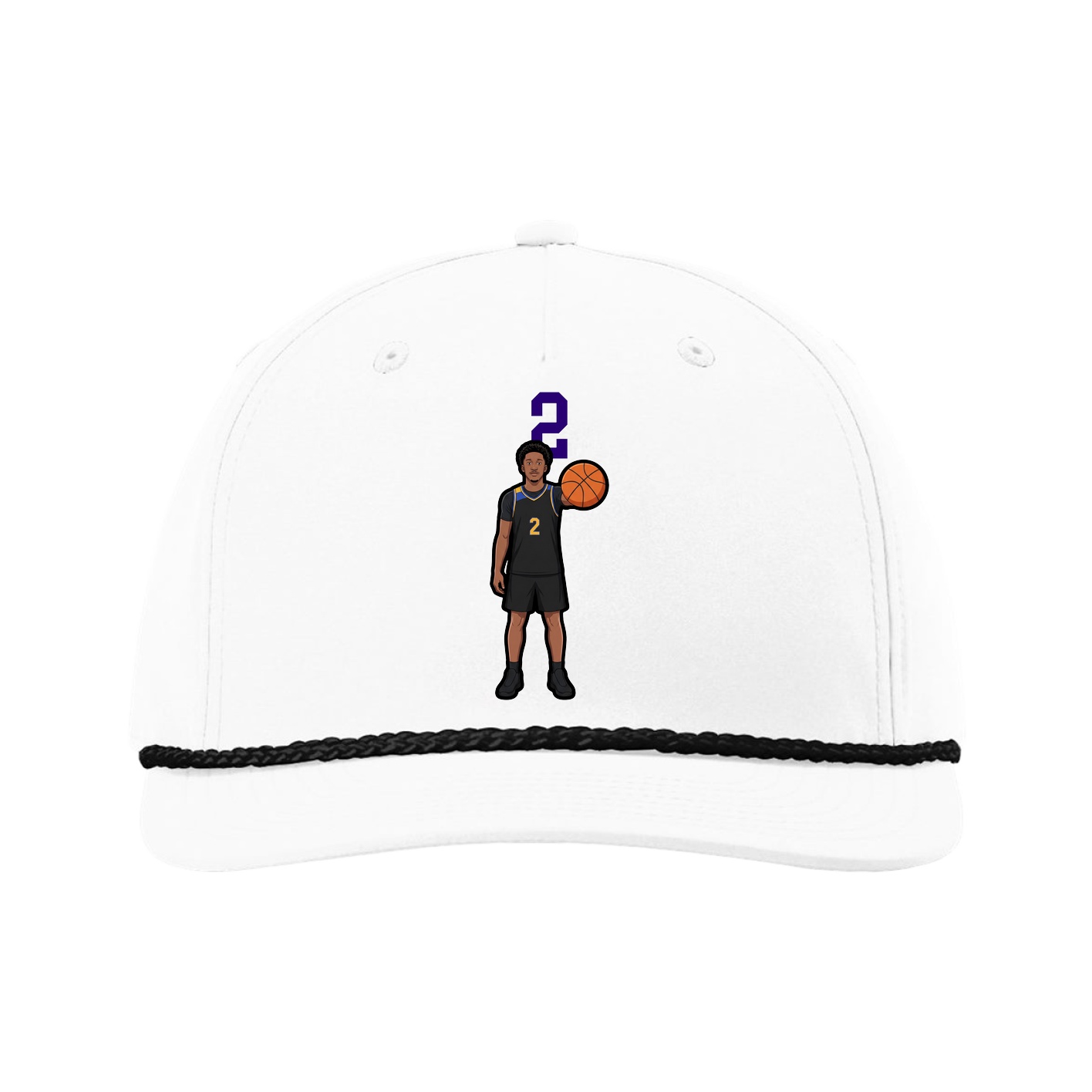 Five-Panel Classic Rope Cap — Number Top in White