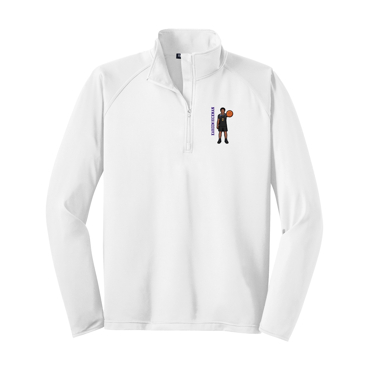 Q-Zip Pullover — Name Vertical in White