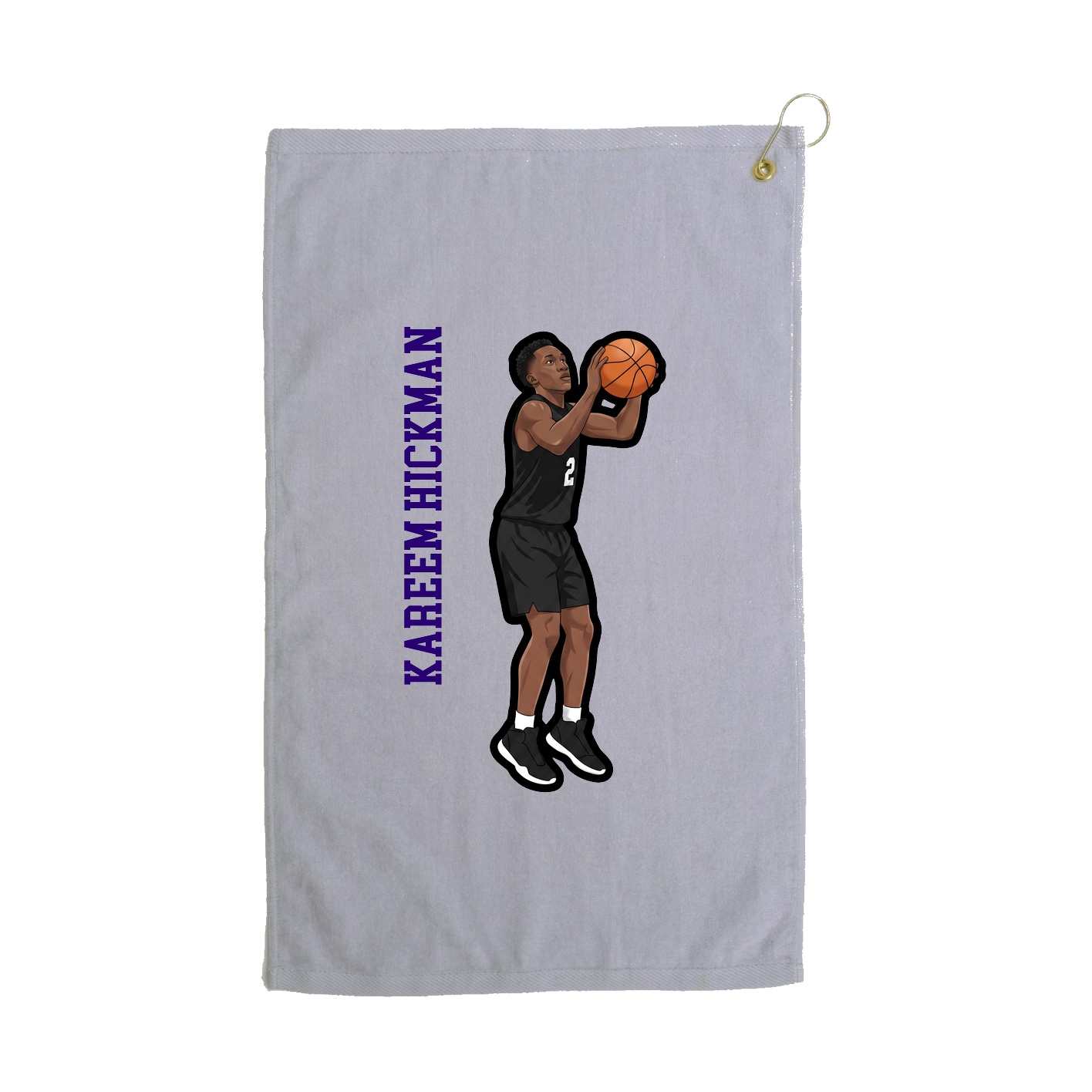 Golf Towel — Name Vertical in Grey