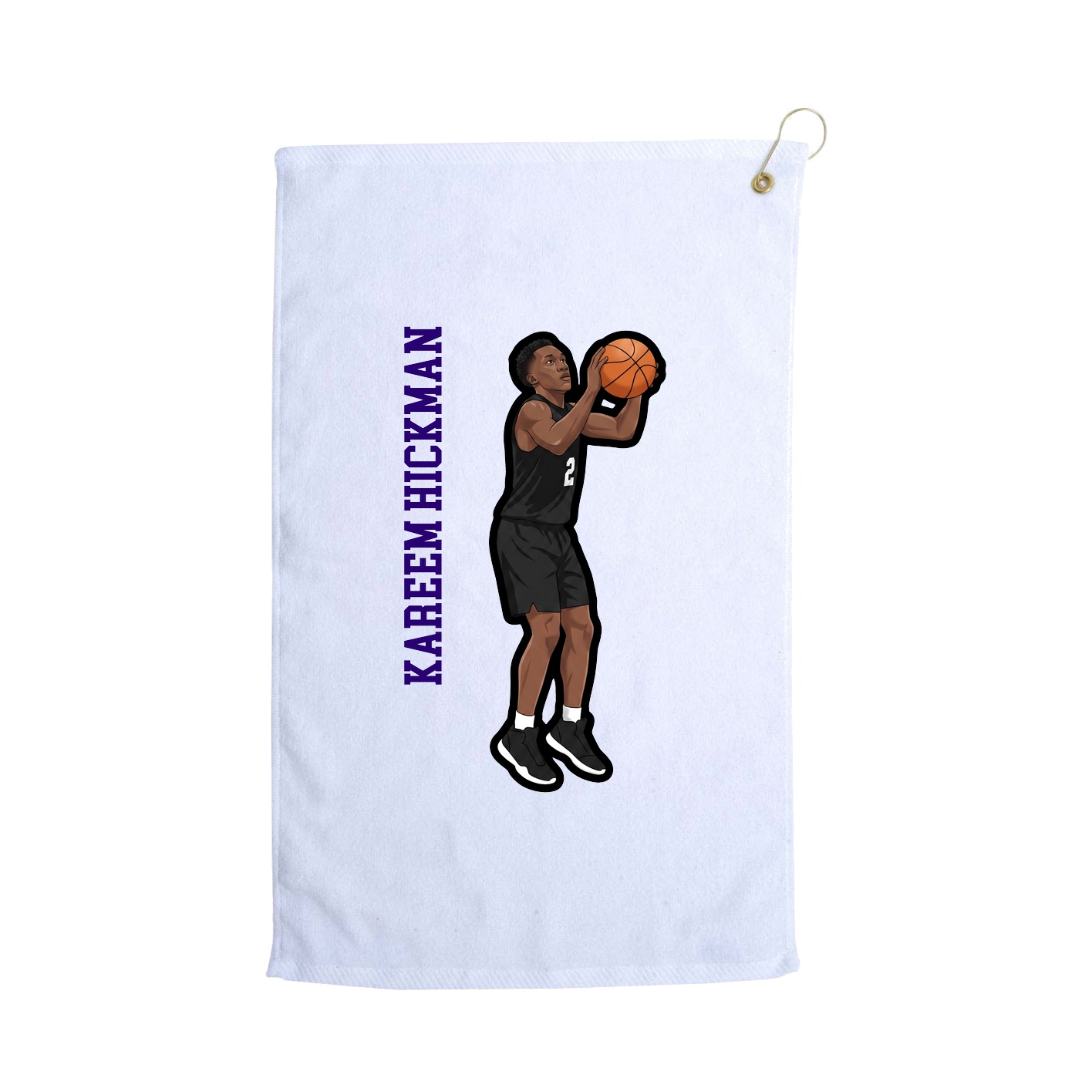 Golf Towel — Name Vertical in White