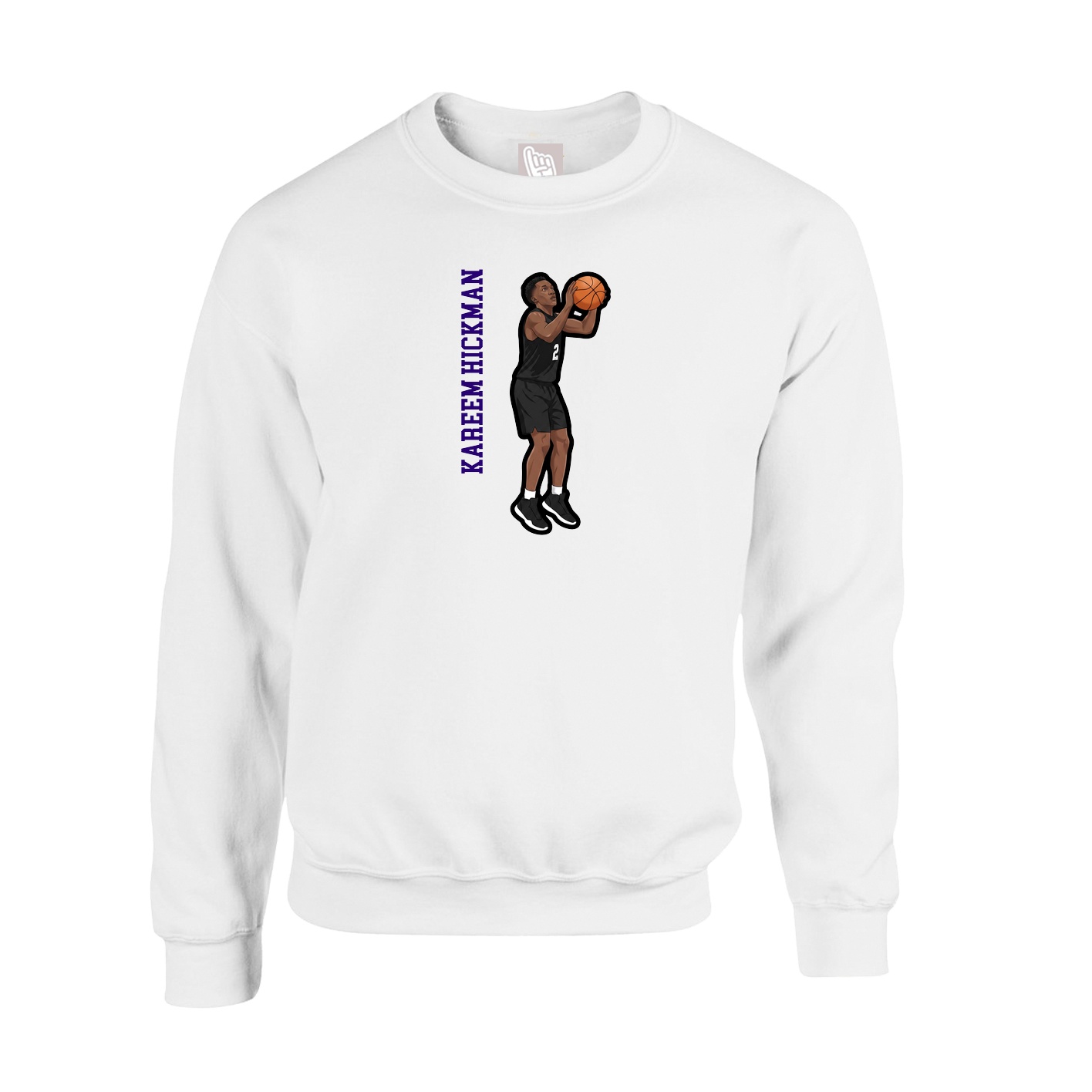 Fleece Crew — Name Vertical in White