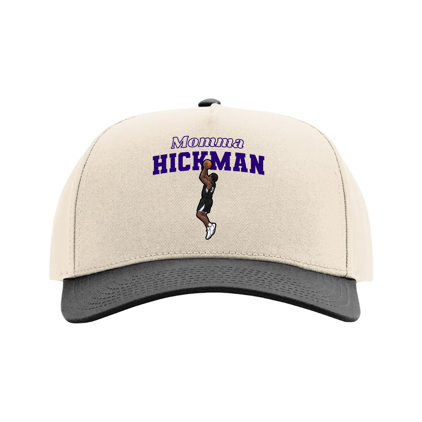 Full Fabric Five-Panel Champ Cap — Mothers Day Block in Cream/Black