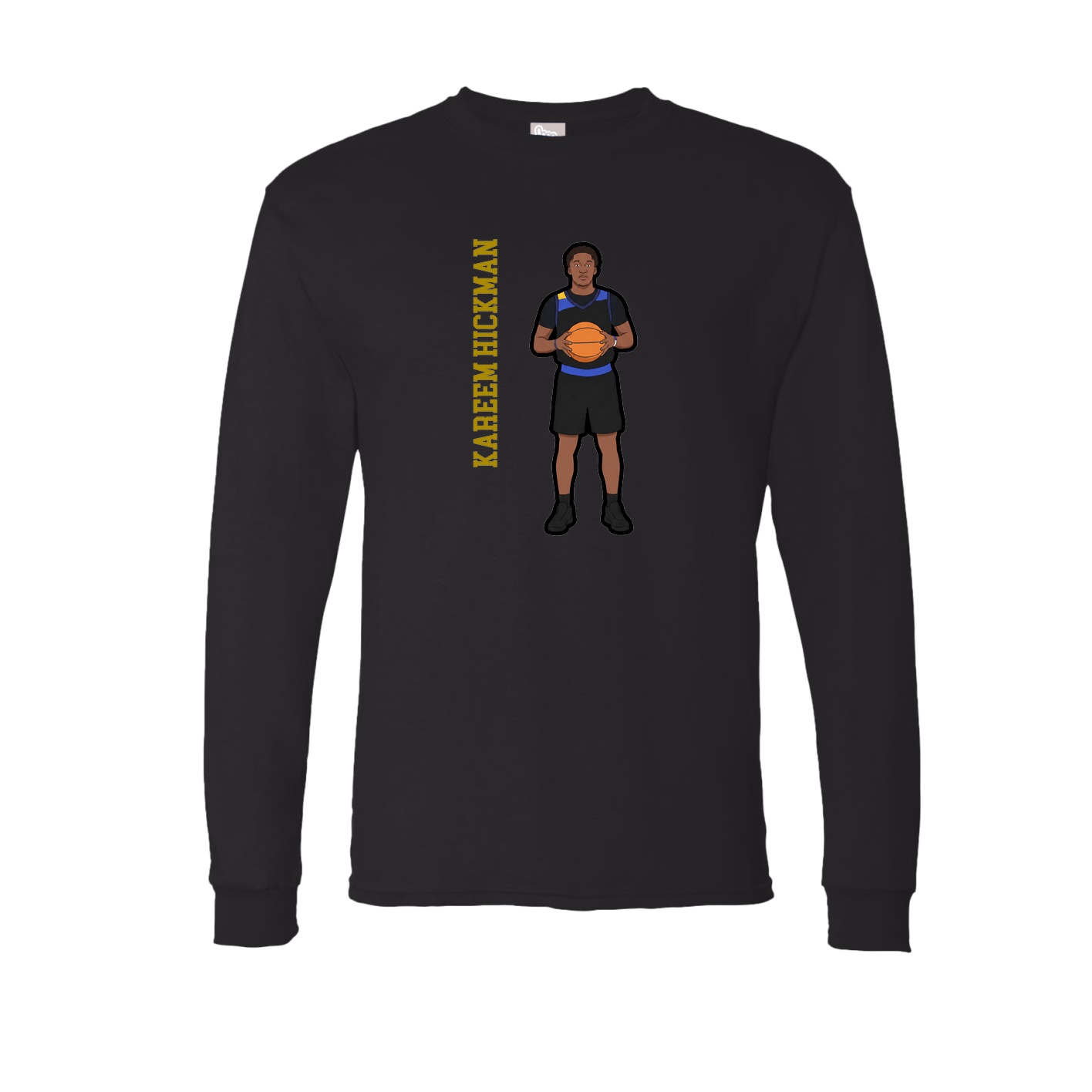 Long Sleeve Tee — Name Vertical in Black