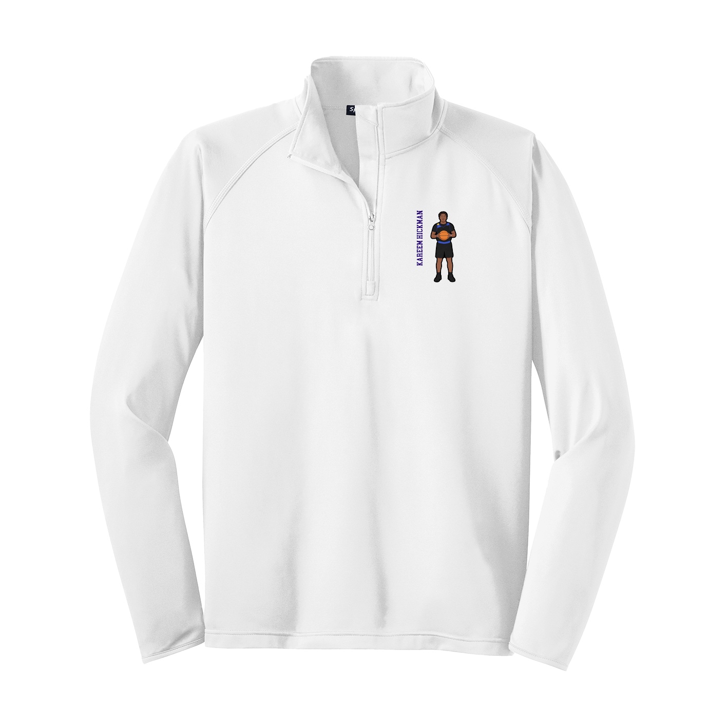 Q-Zip Pullover — Name Vertical in White