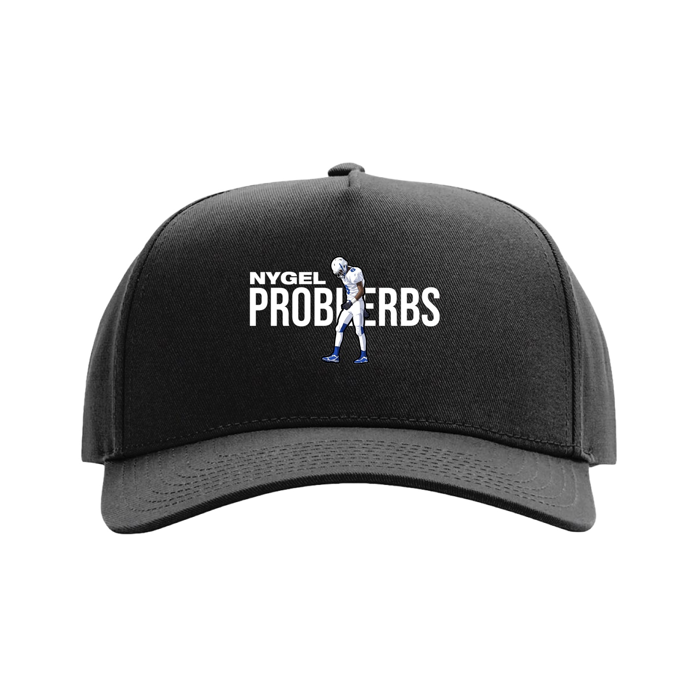 Full Fabric Five-Panel Champ Cap — Player Name in Black