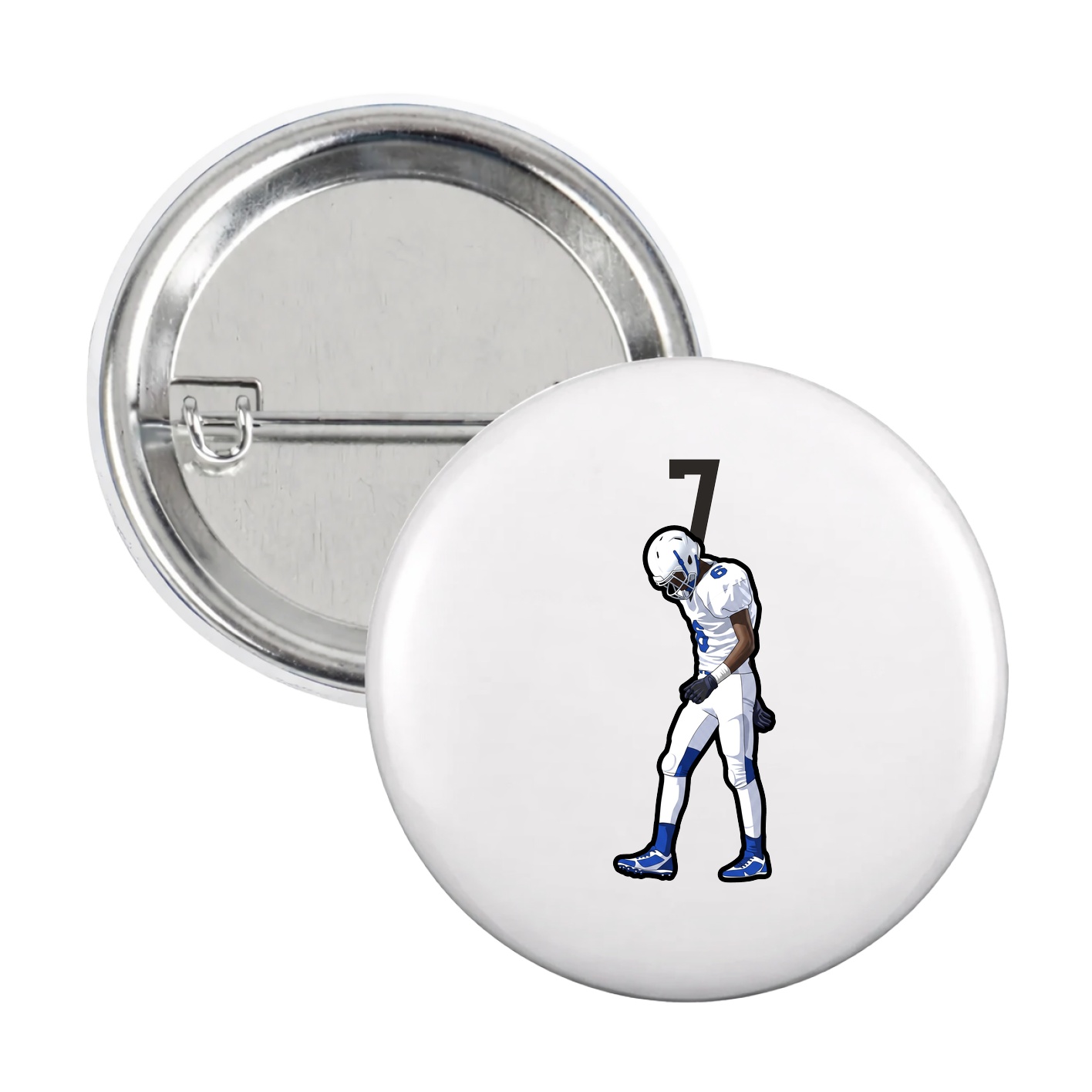 Game Day Button — Number Top in White