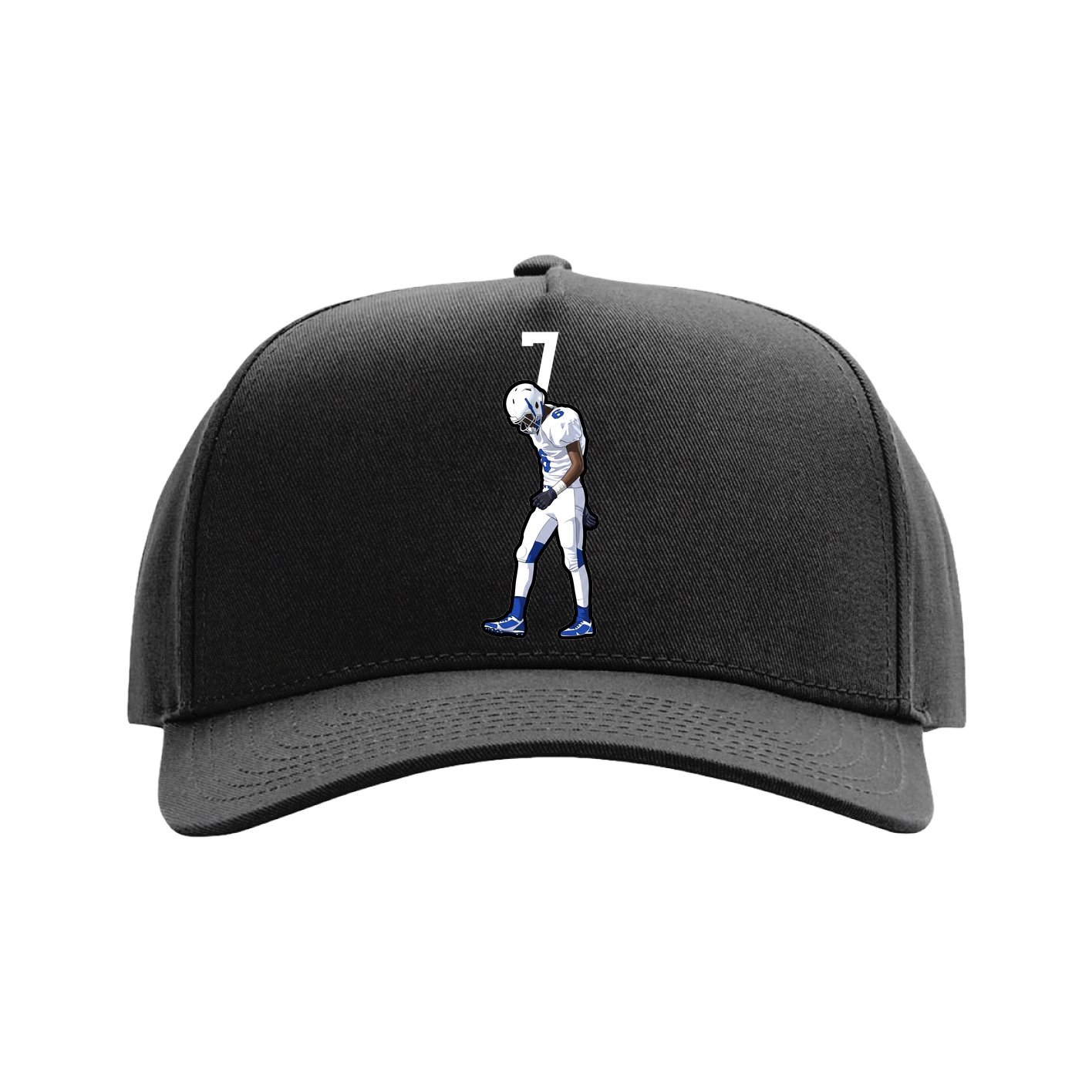 Full Fabric Five-Panel Champ Cap — Number Top in Black