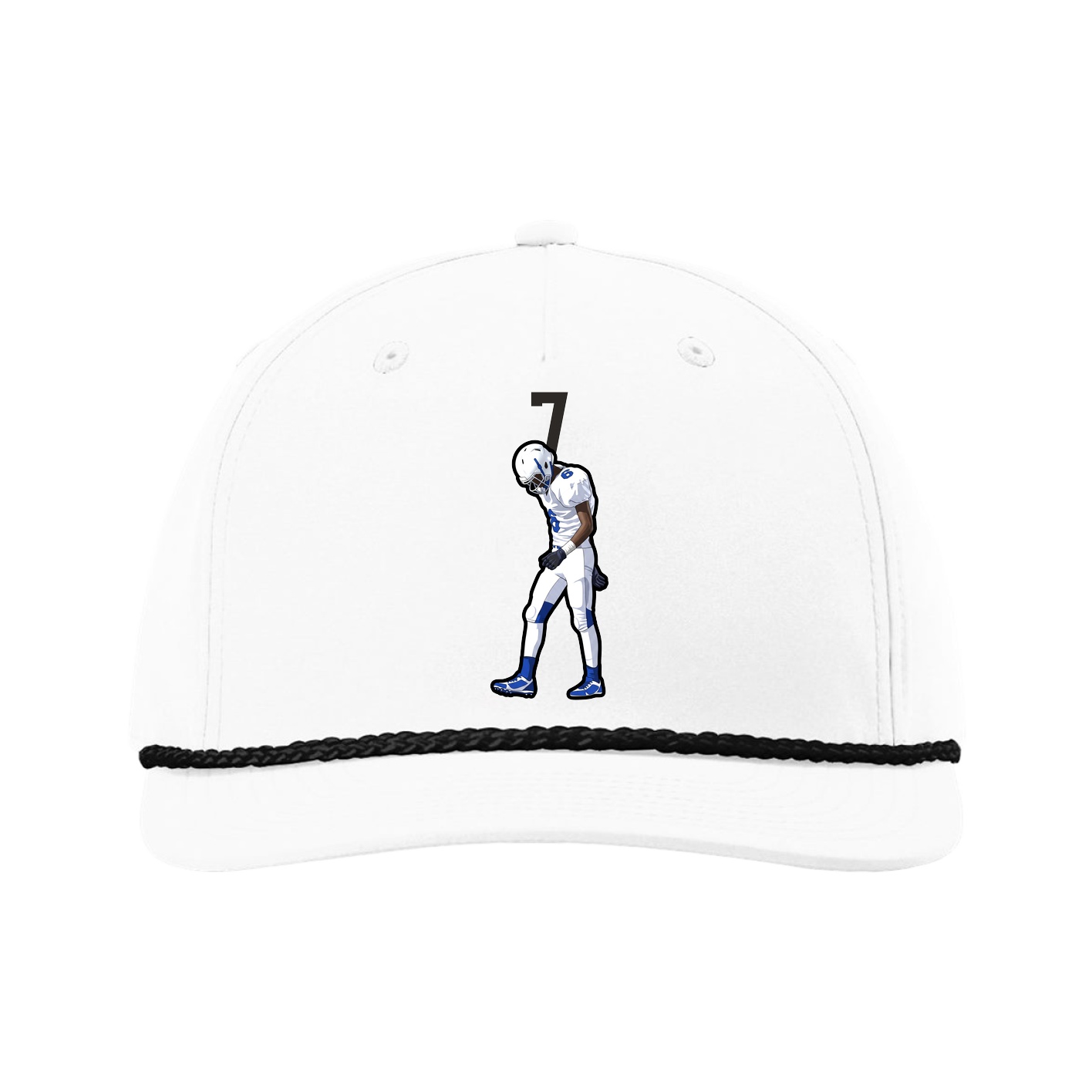 Five-Panel Classic Rope Cap — Number Top in White