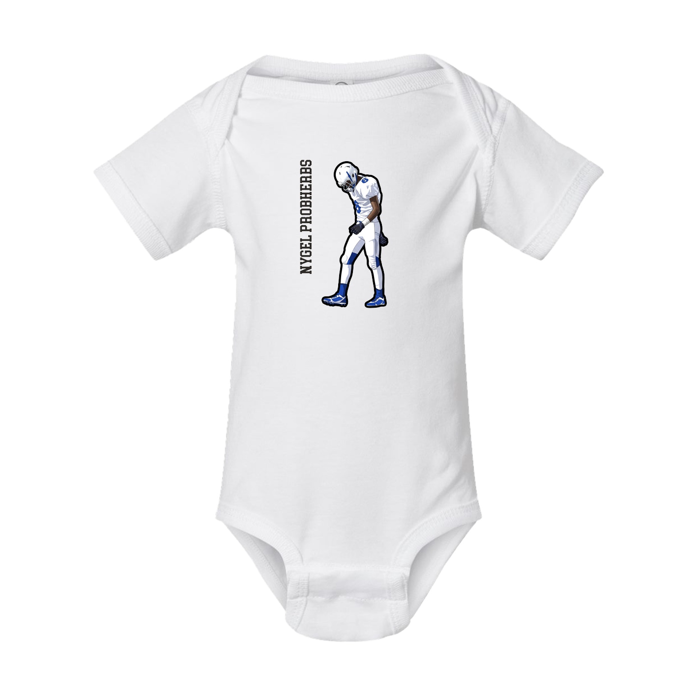 Baby Onesie — Name Vertical in White