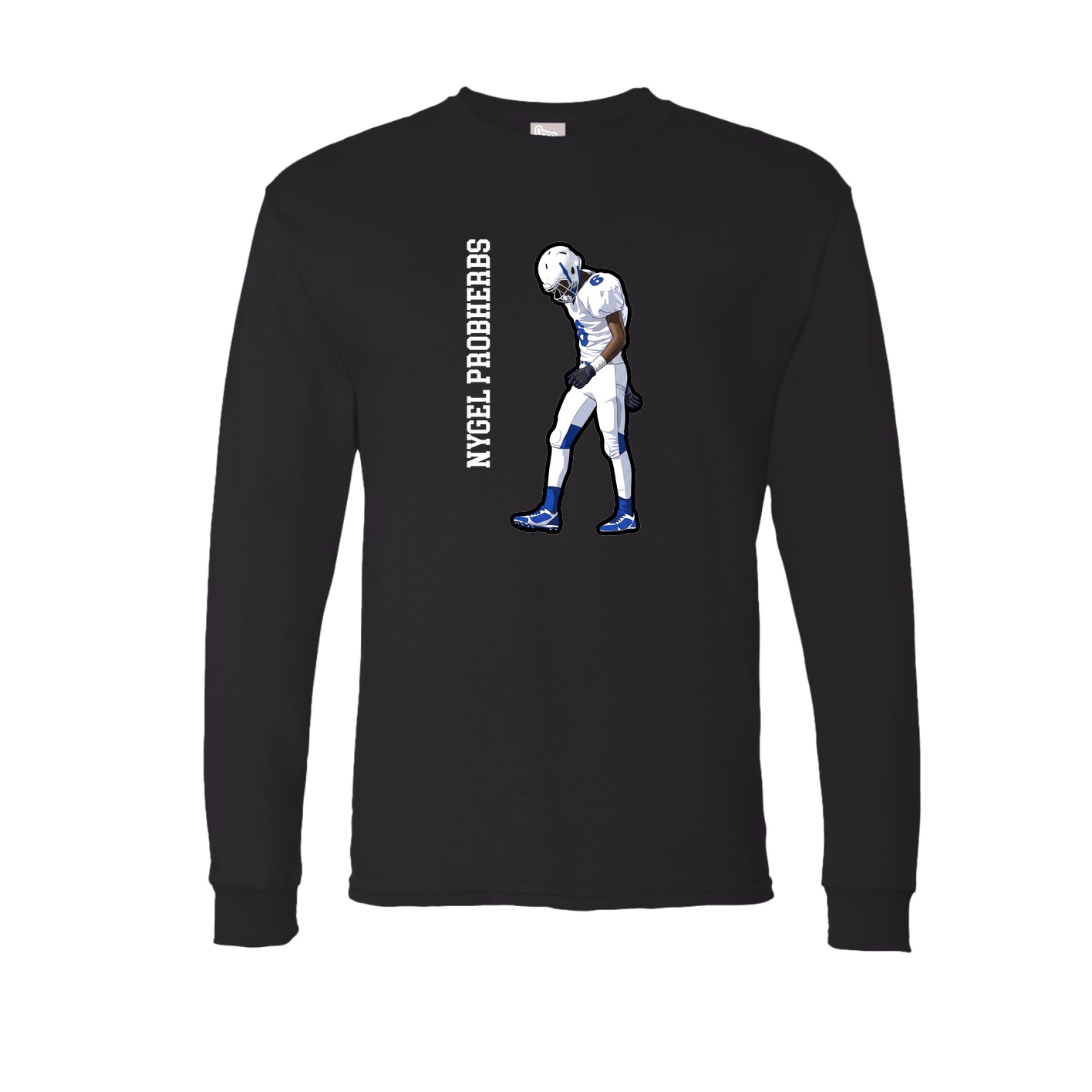 Long Sleeve Tee — Name Vertical in Black