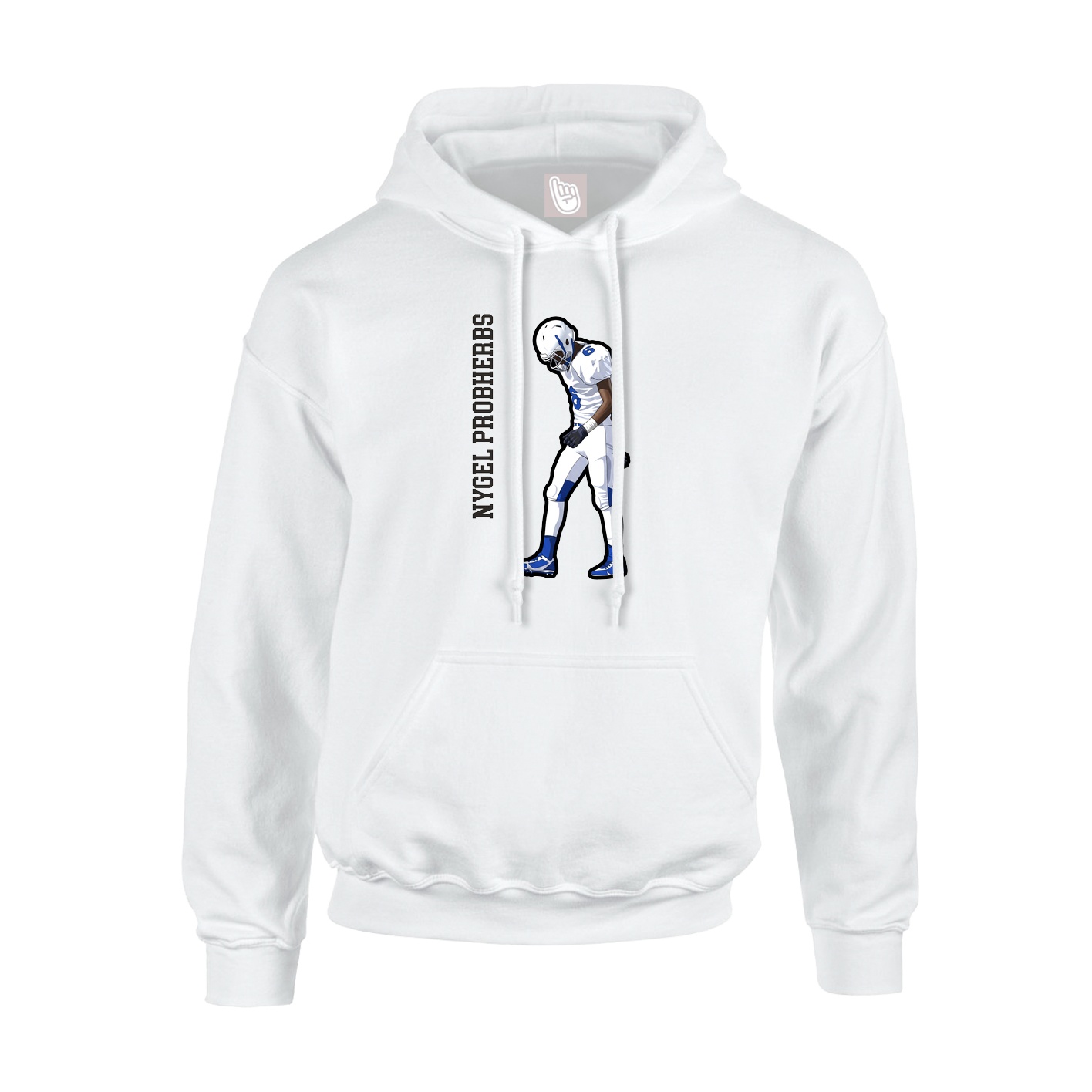 Youth Hoodie — Name Vertical in White