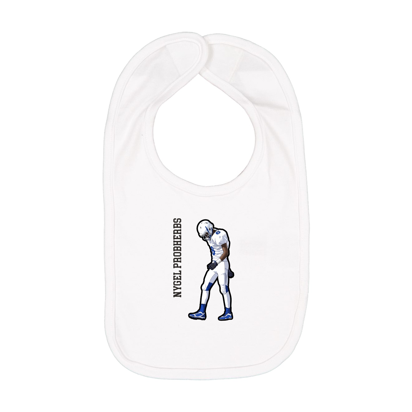 Infant Bib — Name Vertical in White