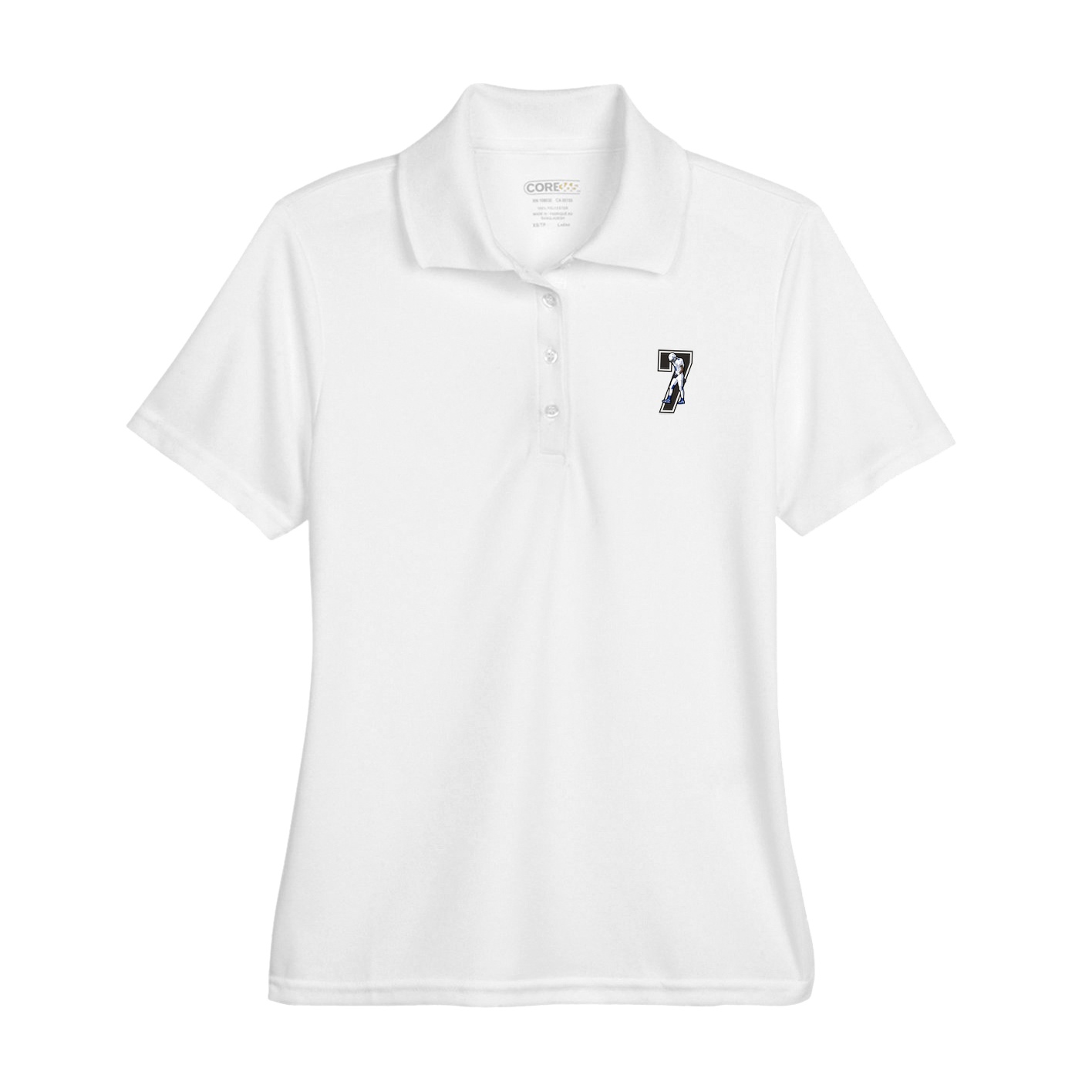 Womens Performance Polo — Number in White