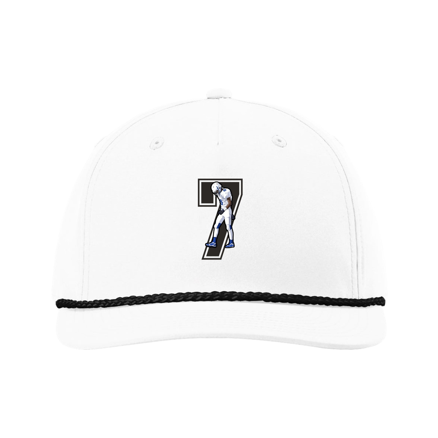 Five-Panel Classic Rope Cap — Number in White