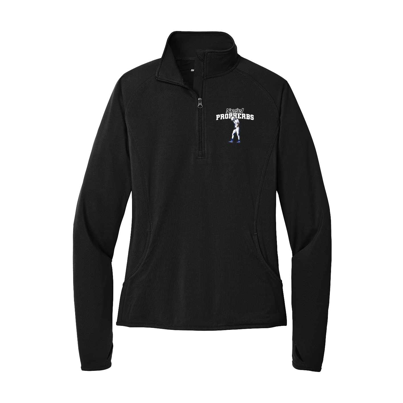 Women's Q-Zip Pullover — Name Arch in Black