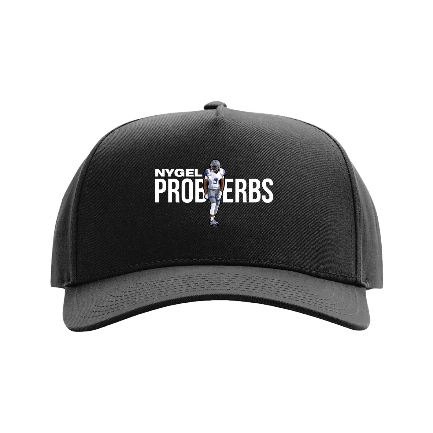 Full Fabric Five-Panel Champ Cap — Player Name in Black