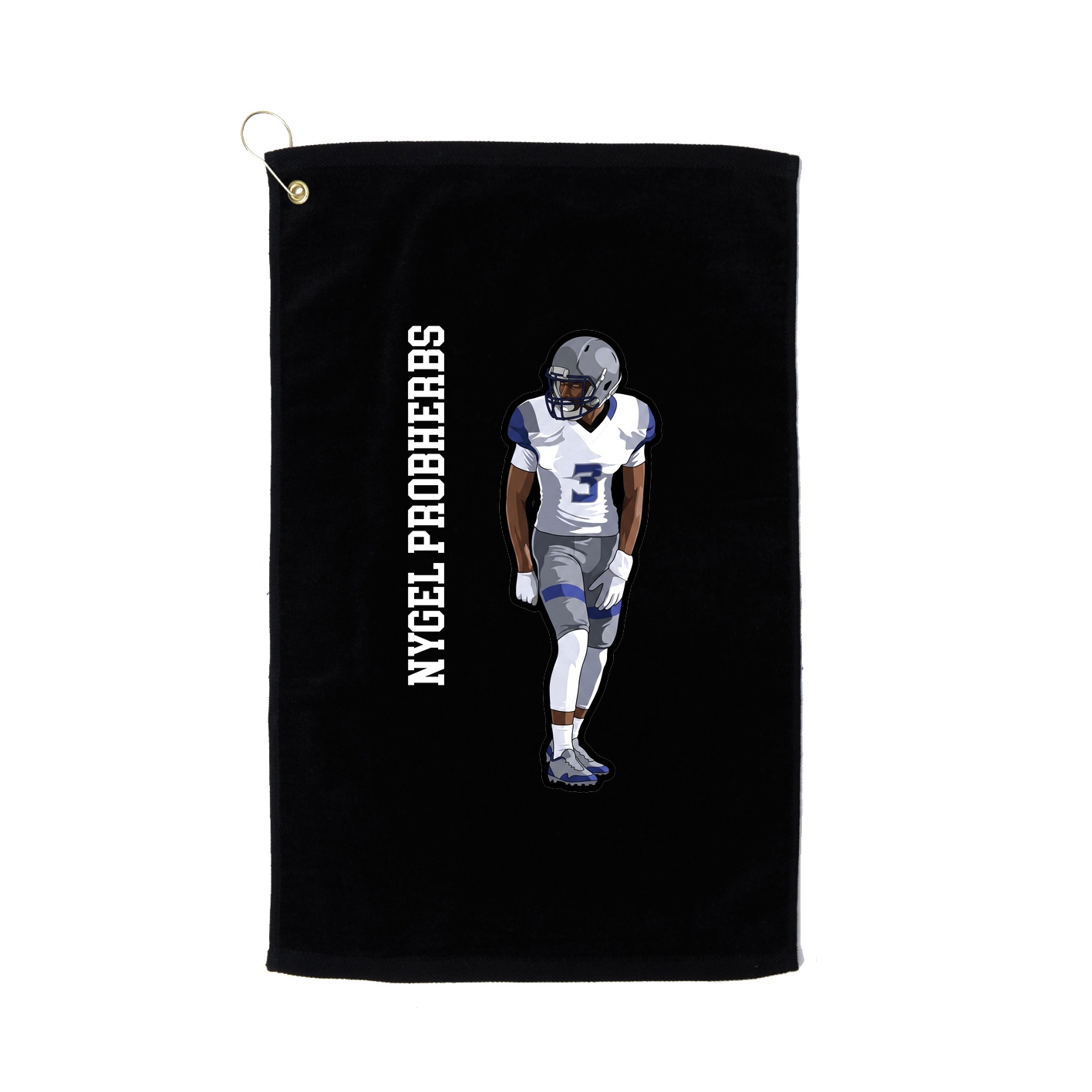 Golf Towel — Name Vertical in Black