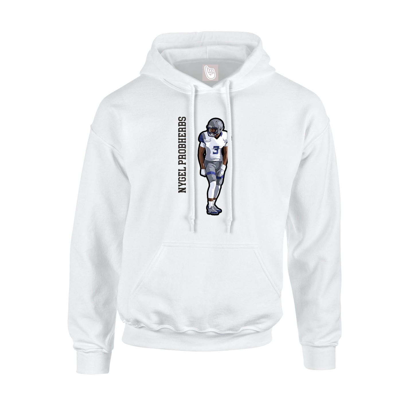 Hoodie — Name Vertical in White