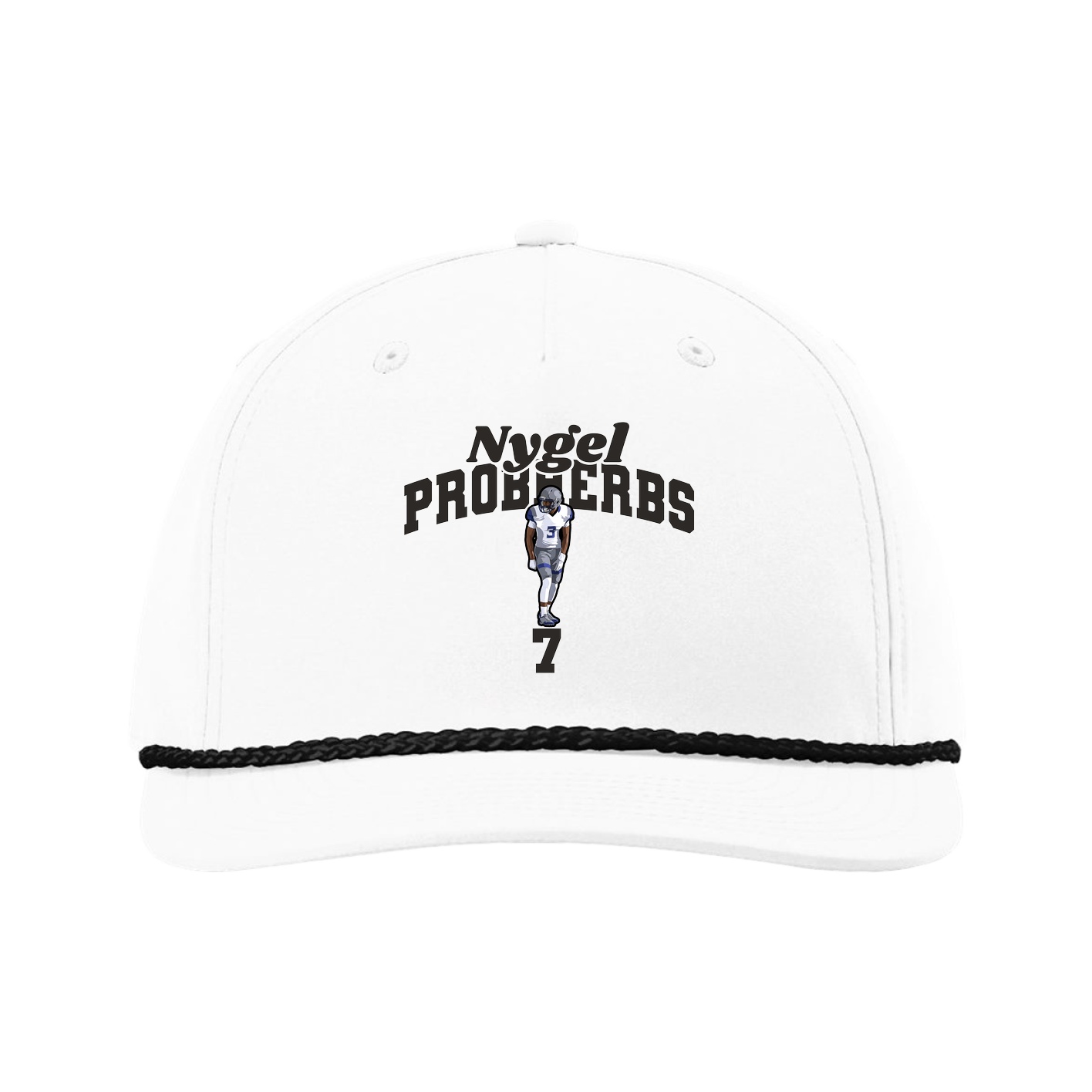 Five-Panel Classic Rope Cap — Signature Arch in White