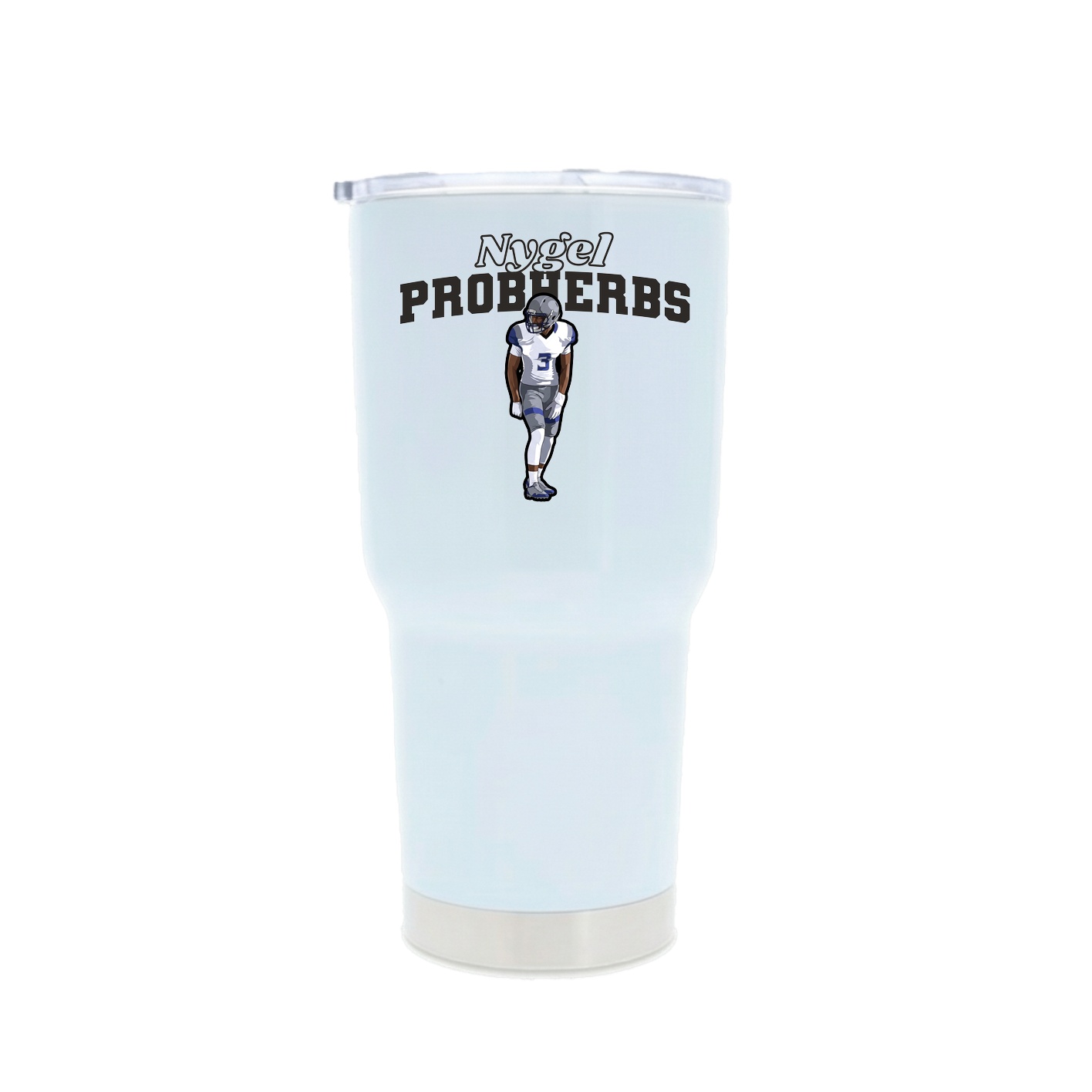 30oz Stainless Steel Tumbler — Name Arch in White