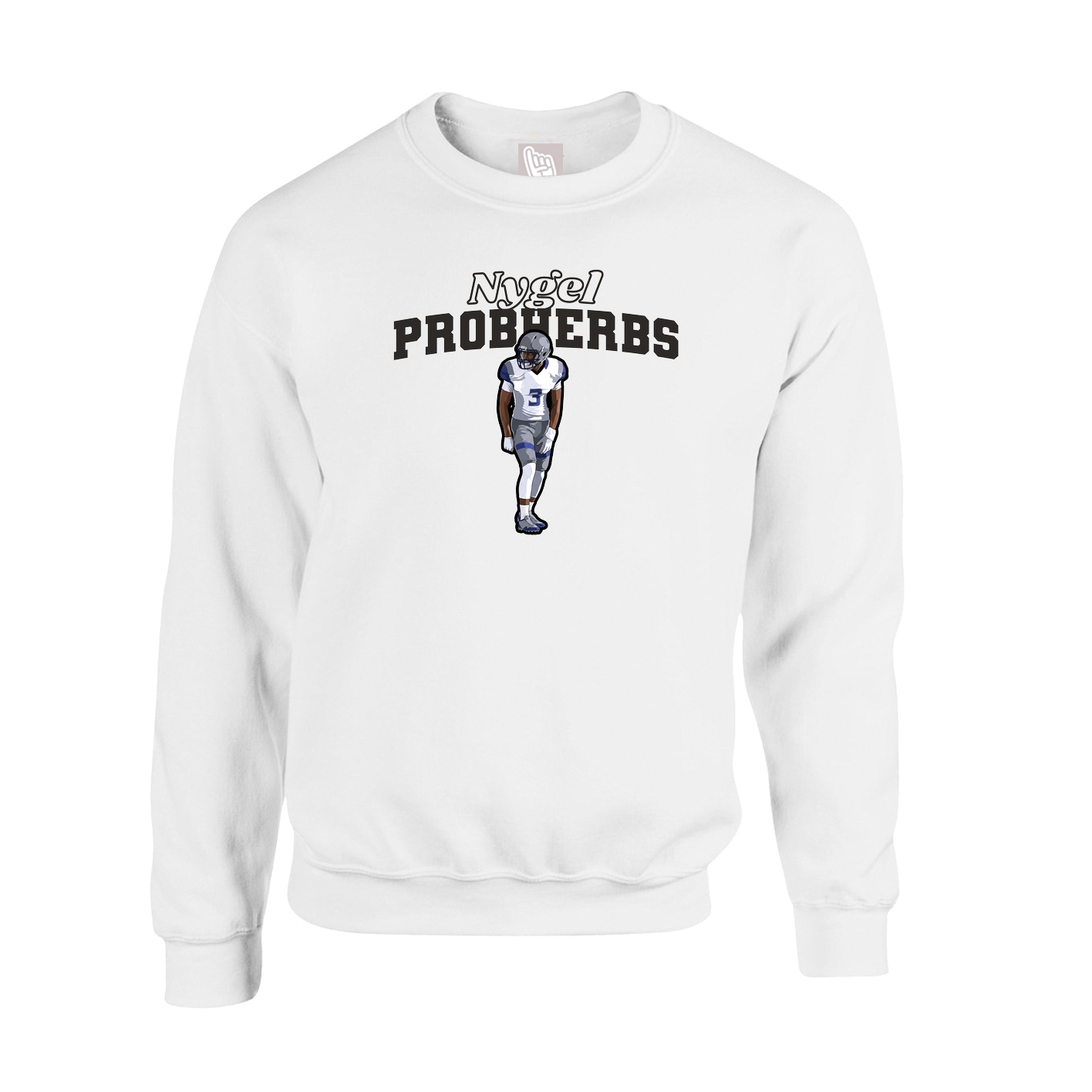 Fleece Crew — Name Arch in White