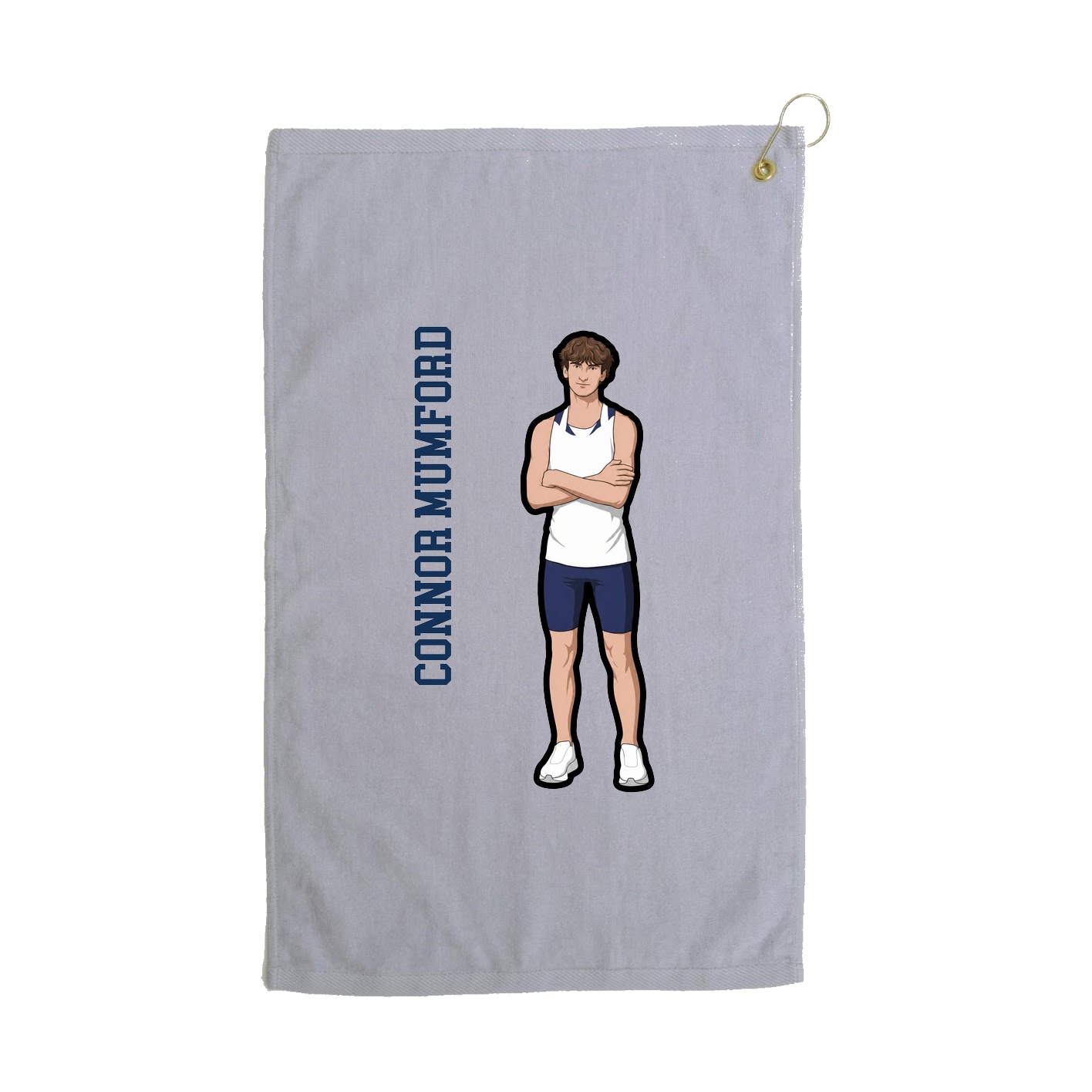 Golf Towel — Name Vertical in Grey