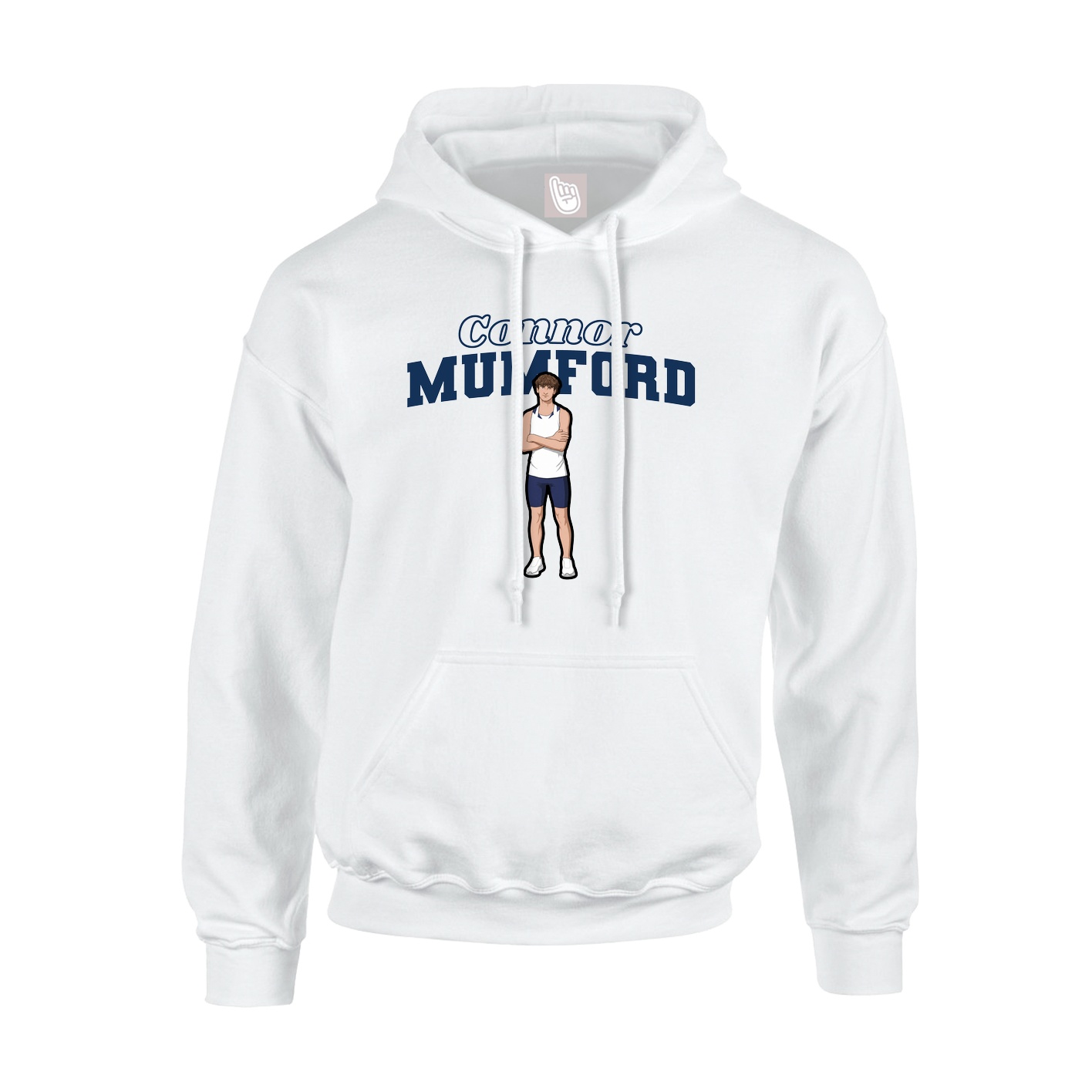 Youth Hoodie — Name Arch in White
