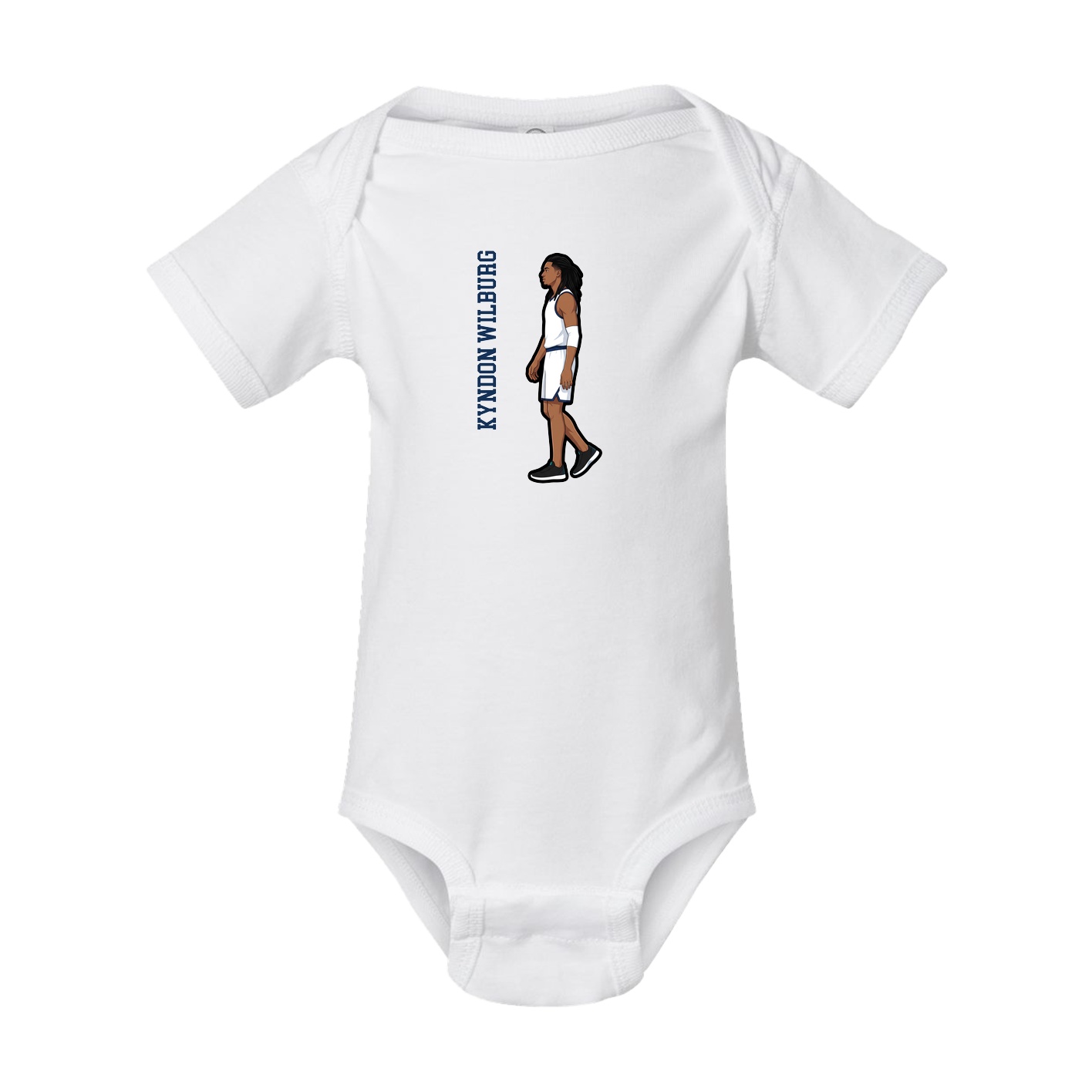 Baby Onesie — Name Vertical in White