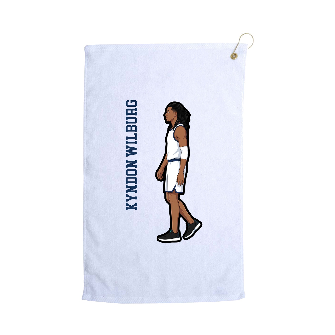 Golf Towel — Name Vertical in White