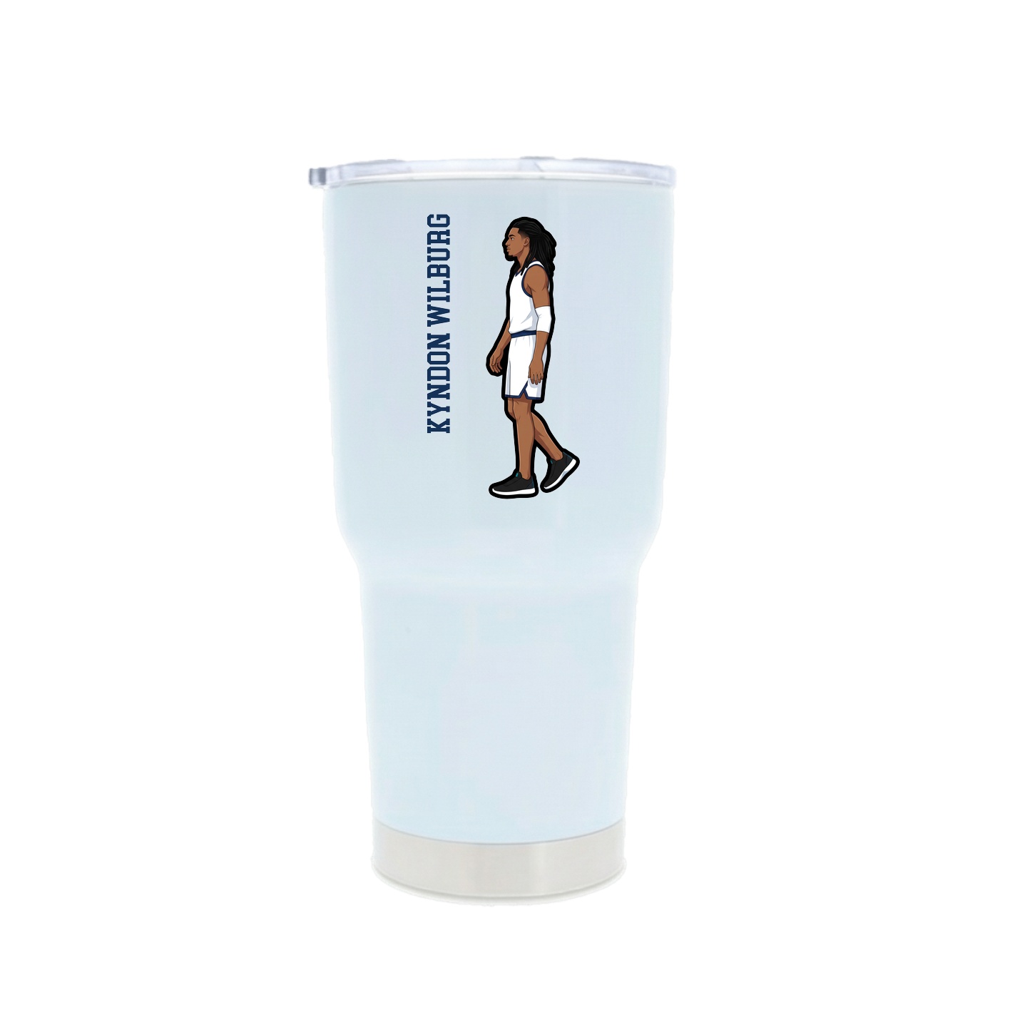 30oz Stainless Steel Tumbler — Name Vertical in White