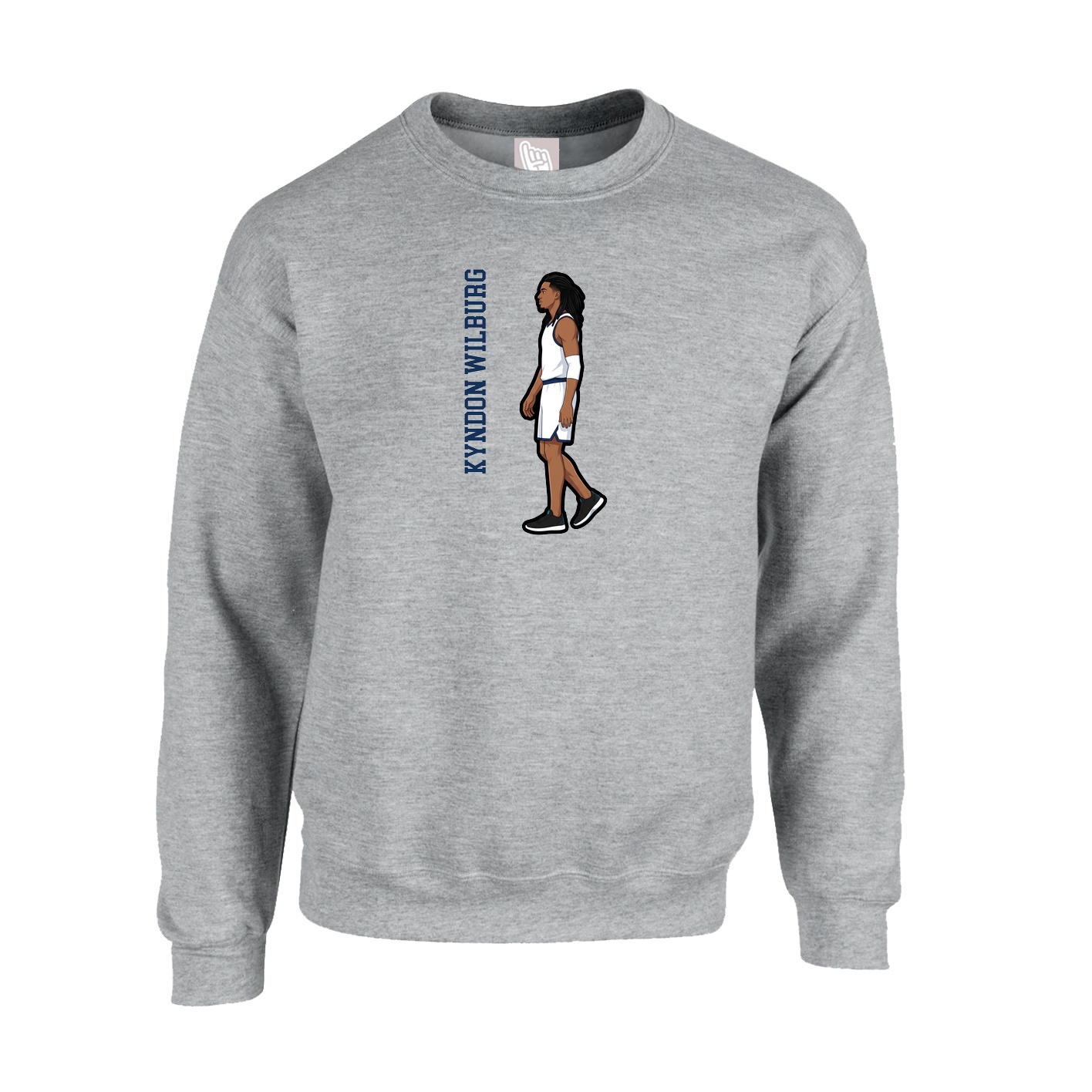 Fleece Crew — Name Vertical in Grey