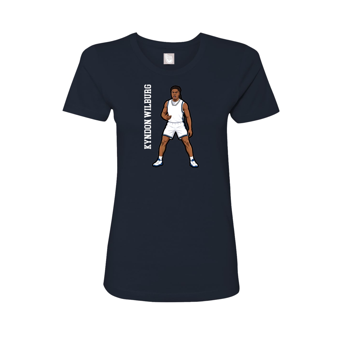 Fitted Women's Tee — Name Vertical in Navy