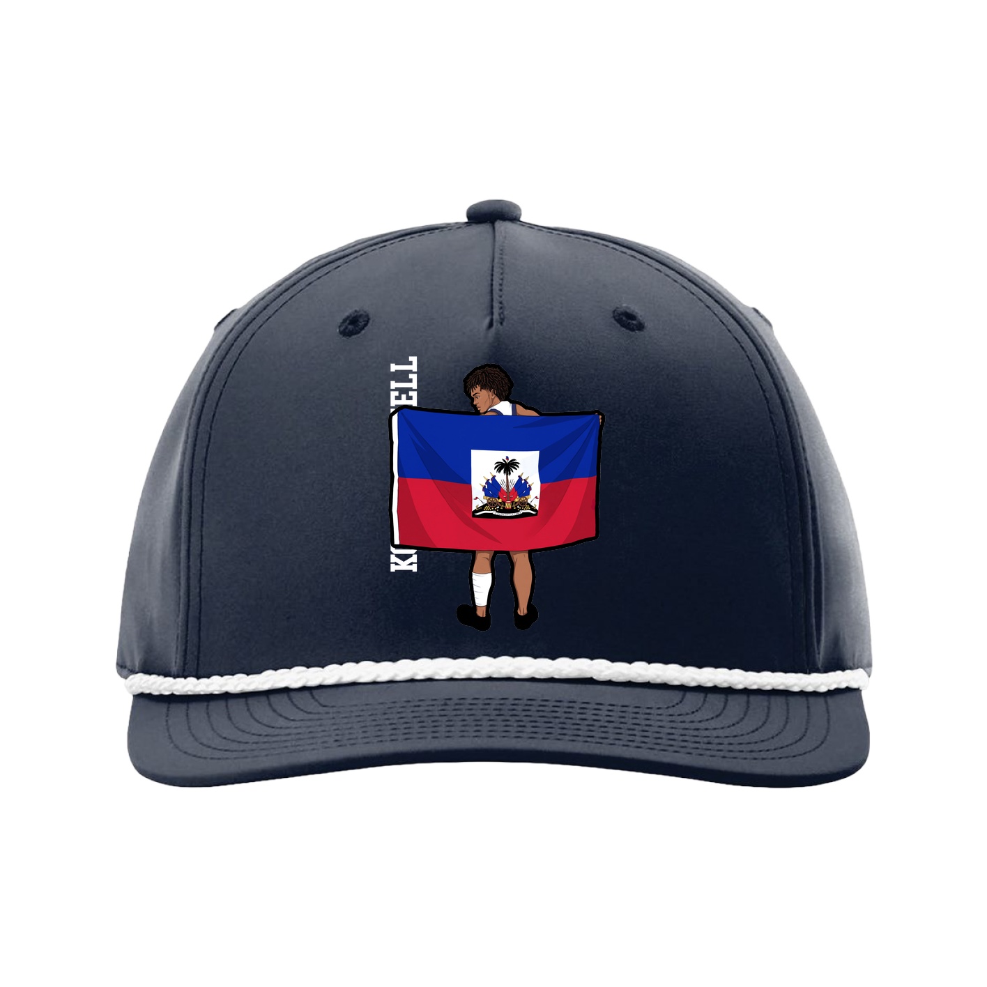 Five-Panel Classic Rope Cap — Name Vertical in Navy
