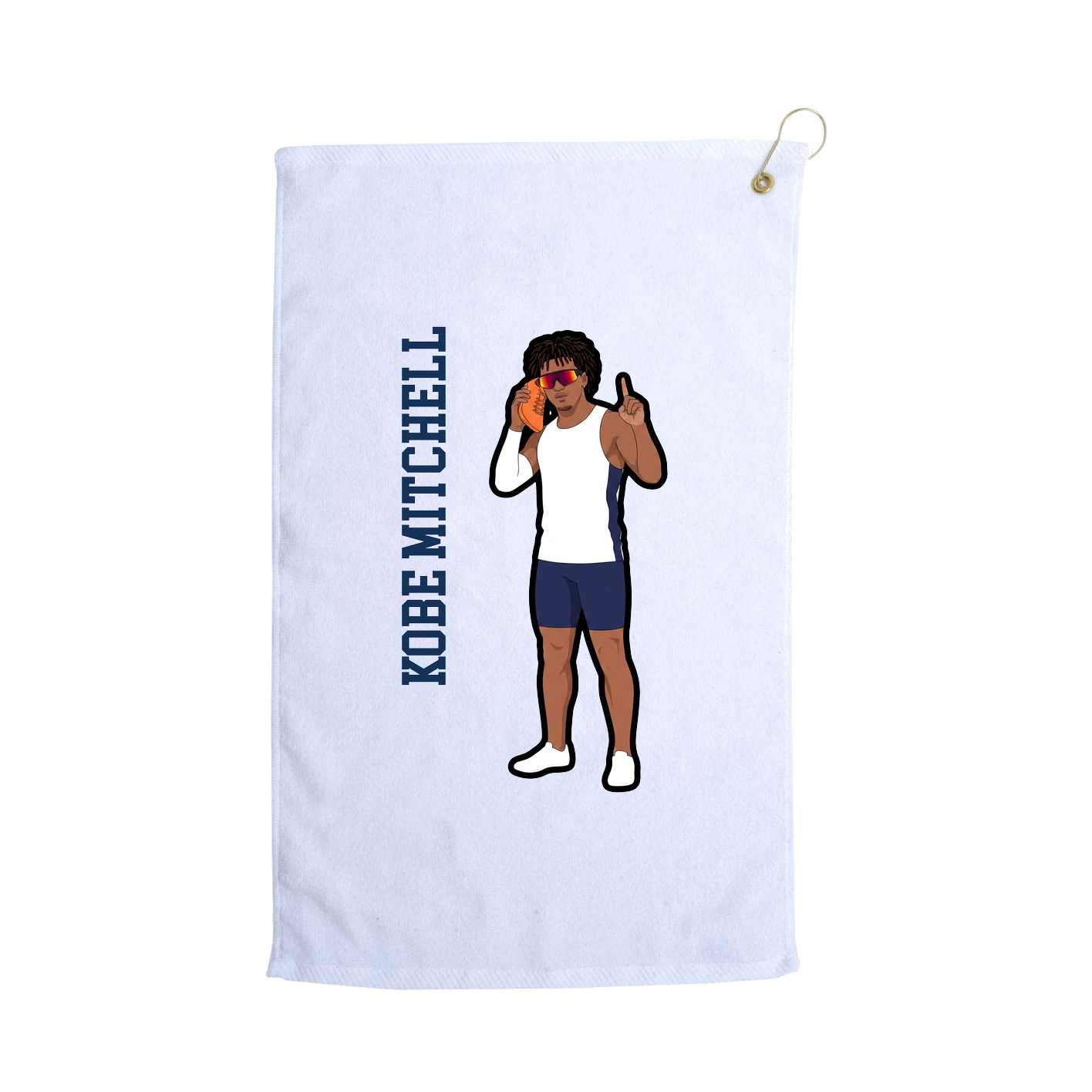 Golf Towel — Name Vertical in White