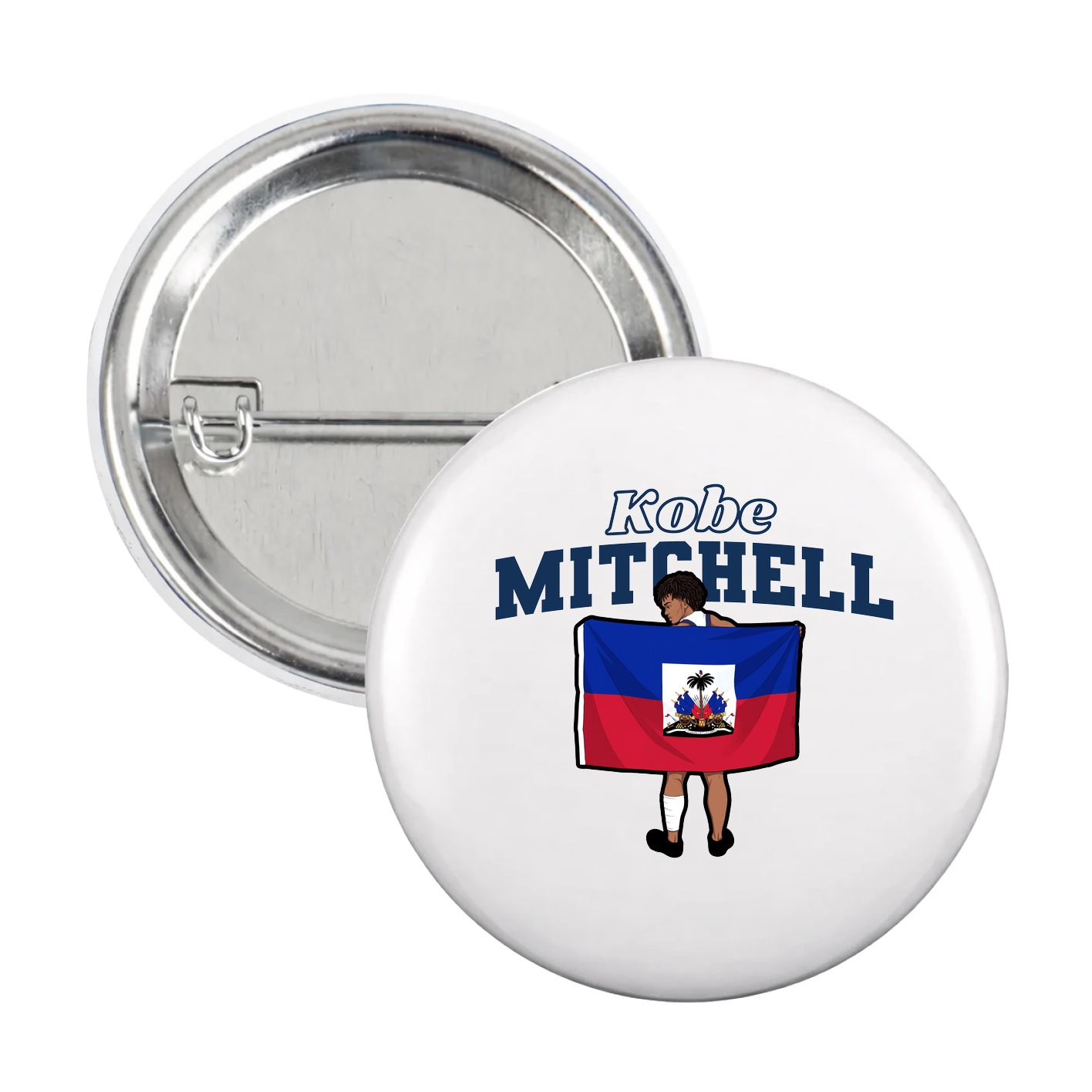 Game Day Button — Name Arch in White