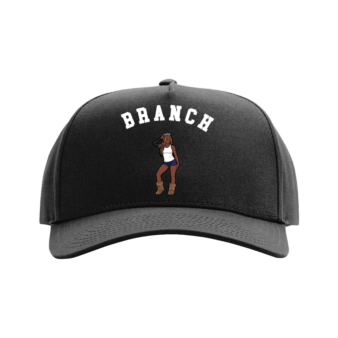 Full Fabric Five-Panel Champ Cap — Shirsey Arch in Black