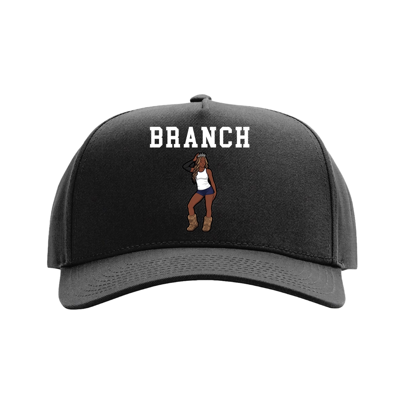 Full Fabric Five-Panel Champ Cap — Shirsey in Black