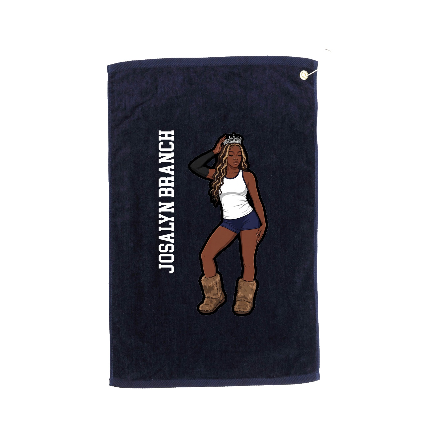 Golf Towel — Name Vertical in Navy