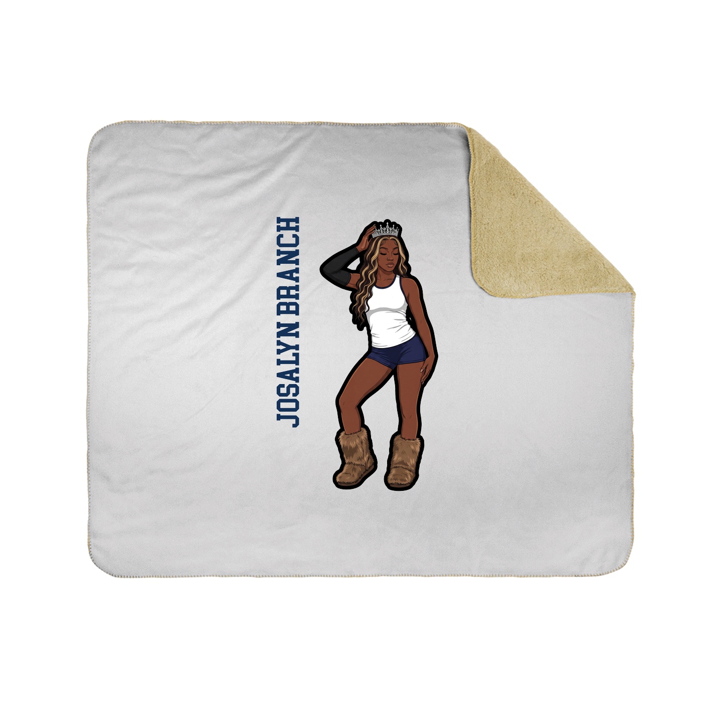 Throw Blanket — Name Vertical in White