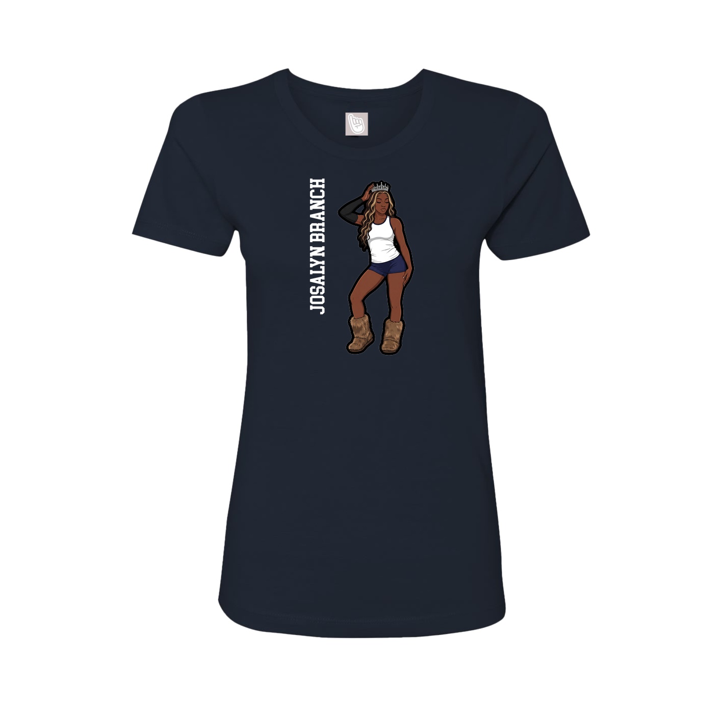 Fitted Women's Tee — Name Vertical in Navy