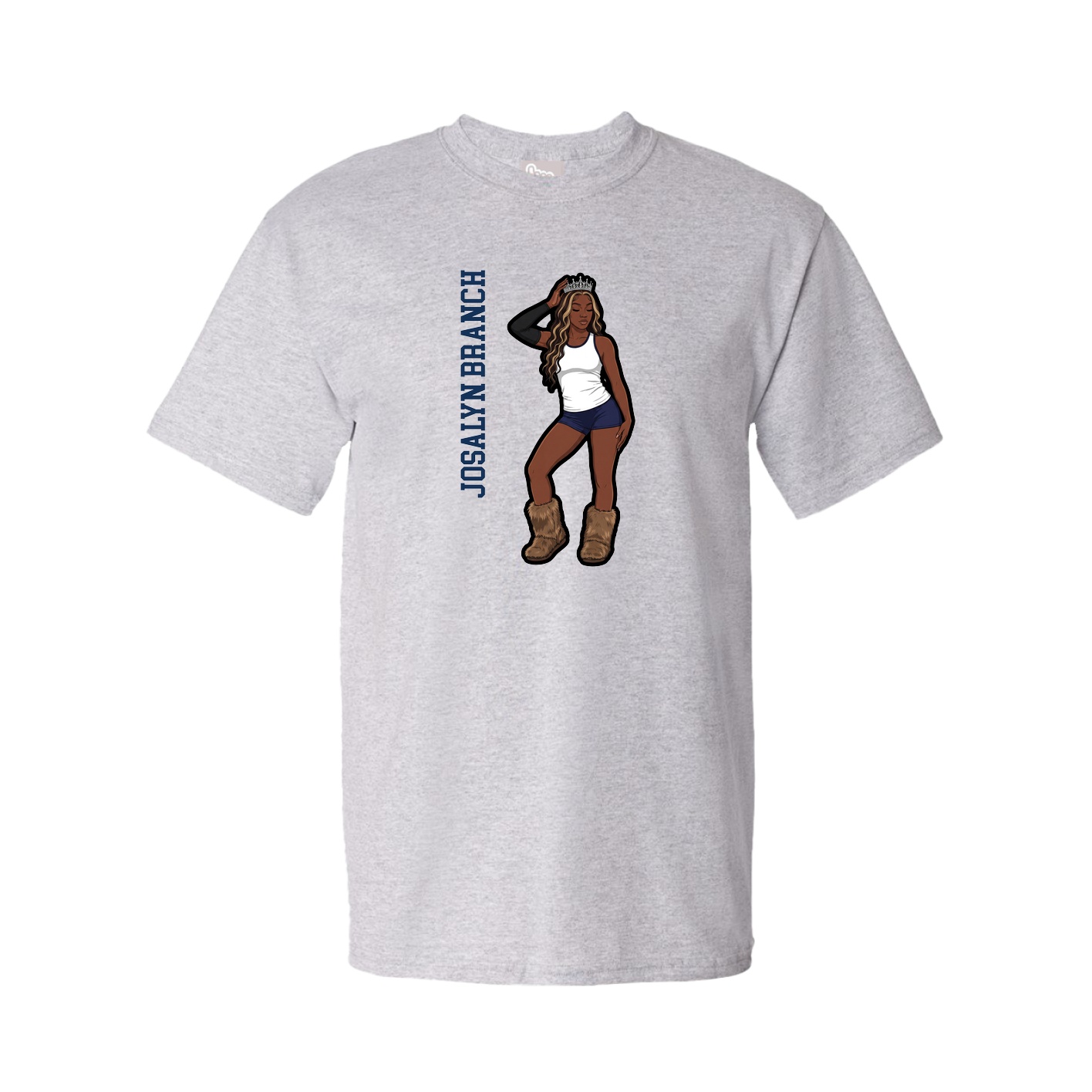 Youth Tee — Name Vertical in Grey