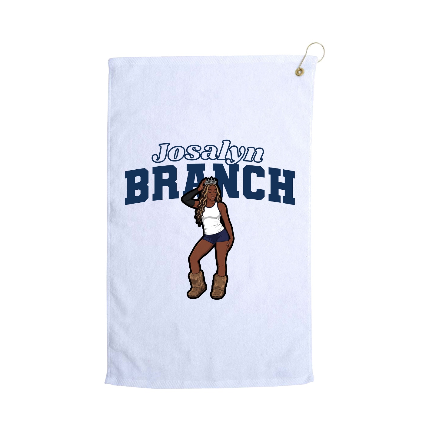 Golf Towel — Name Arch in White