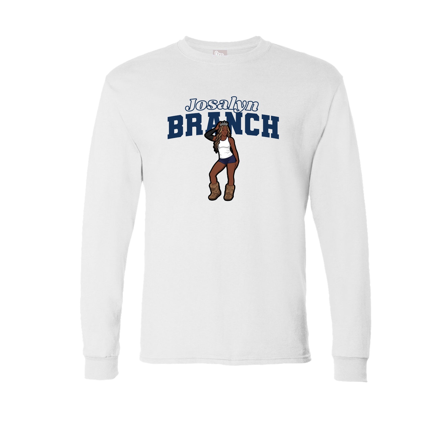 Long Sleeve Tee — Name Arch in White