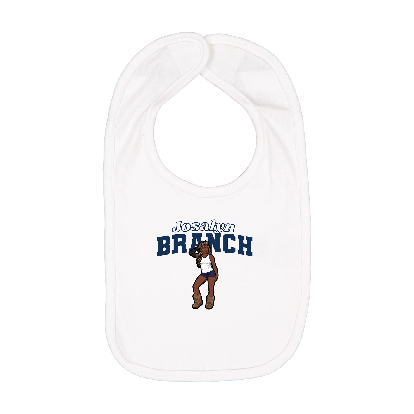 Infant Bib — Name Arch in White