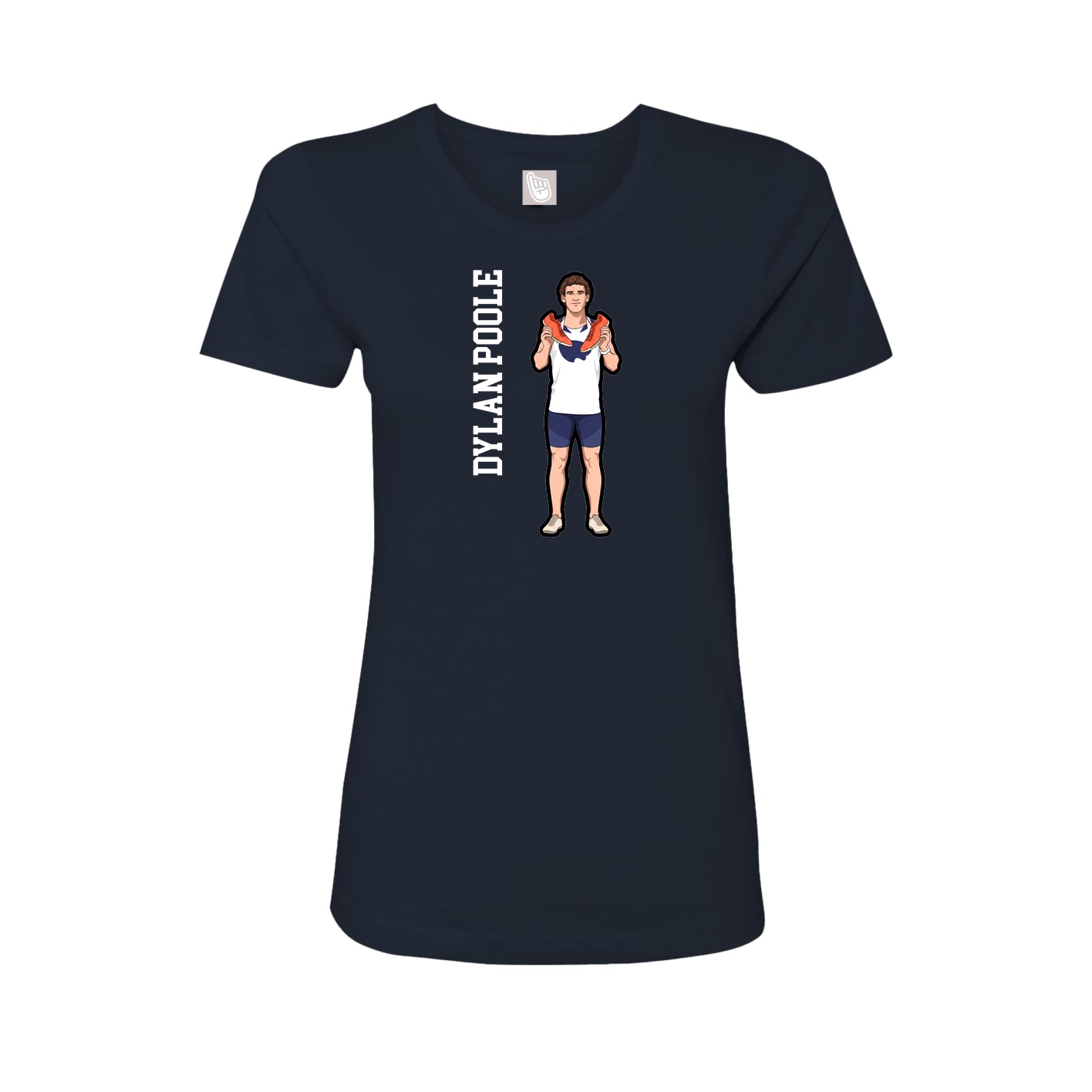 Fitted Women's Tee — Name Vertical in Navy