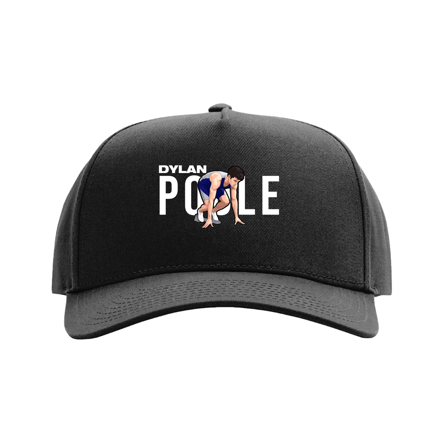 Full Fabric Five-Panel Champ Cap — Player Name in Black