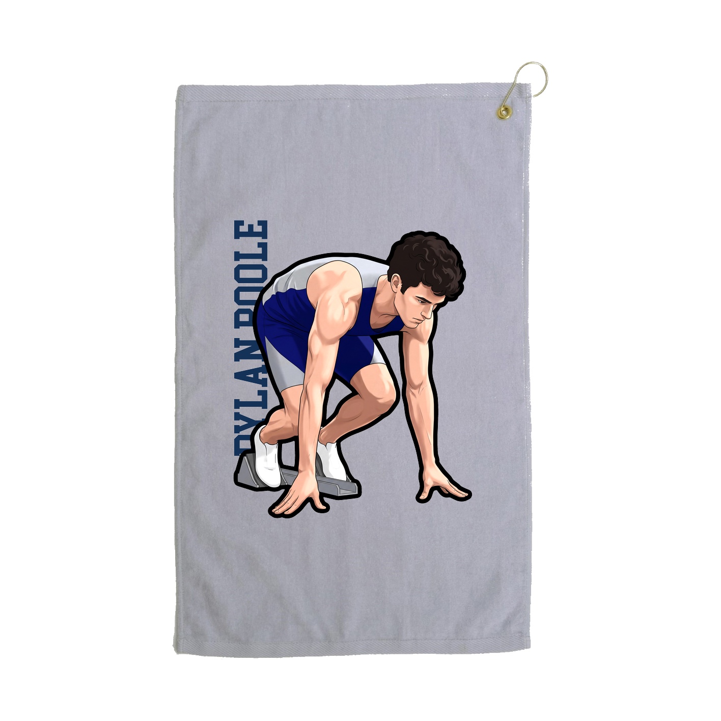 Golf Towel — Name Vertical in Grey