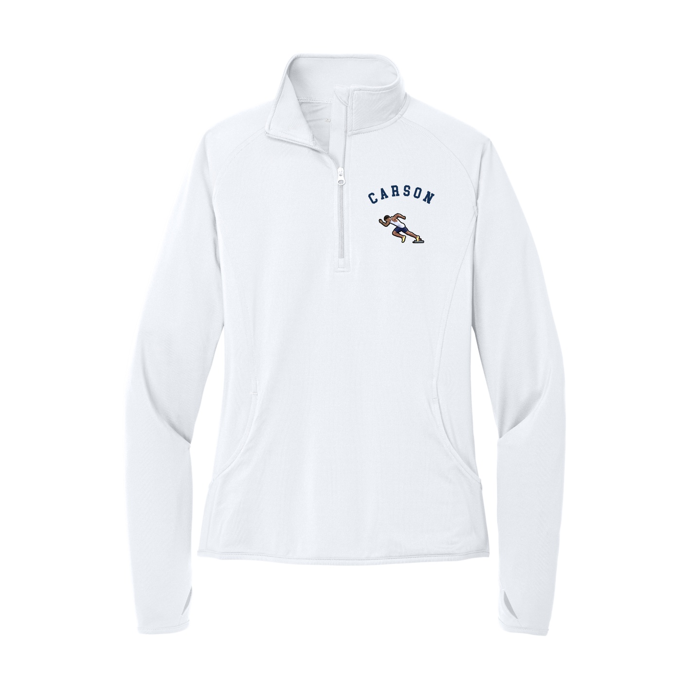 Women's Q-Zip Pullover — Shirsey Arch in White